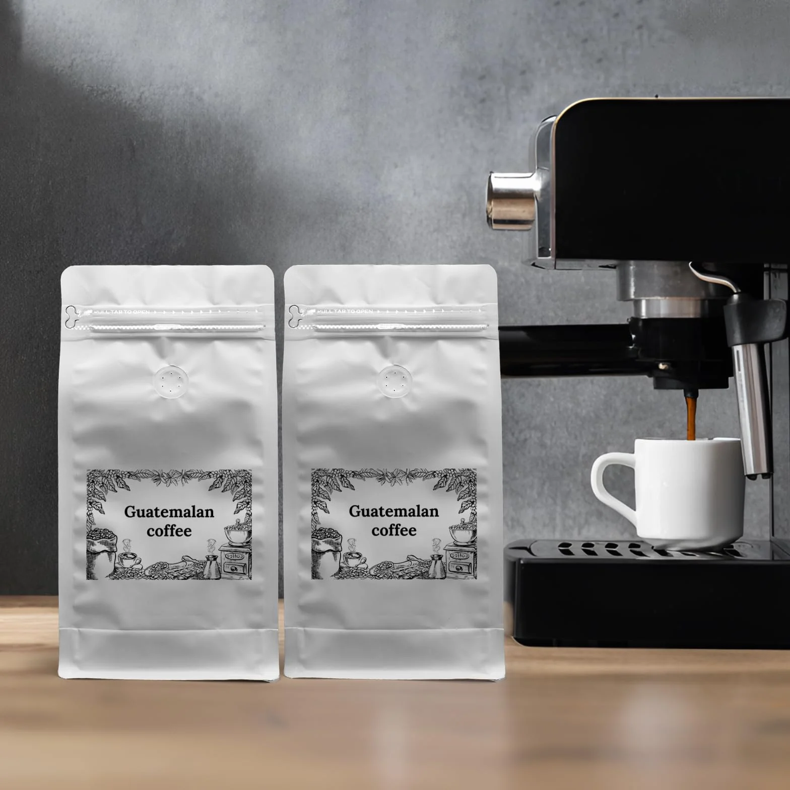 HUAYANG Bolsas de Café Estándar 60 uds Blanco con Válvula Resellable Cremallera