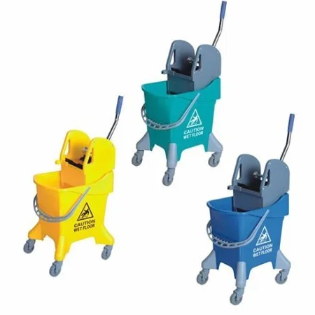Clim Profesional Carro de Fregado Profesional con Prensa Plus 30 litros - Amarillo con Ruedas para Todo Tipo de Superficies. Fregado de Suelos Profesional y Cómodo.