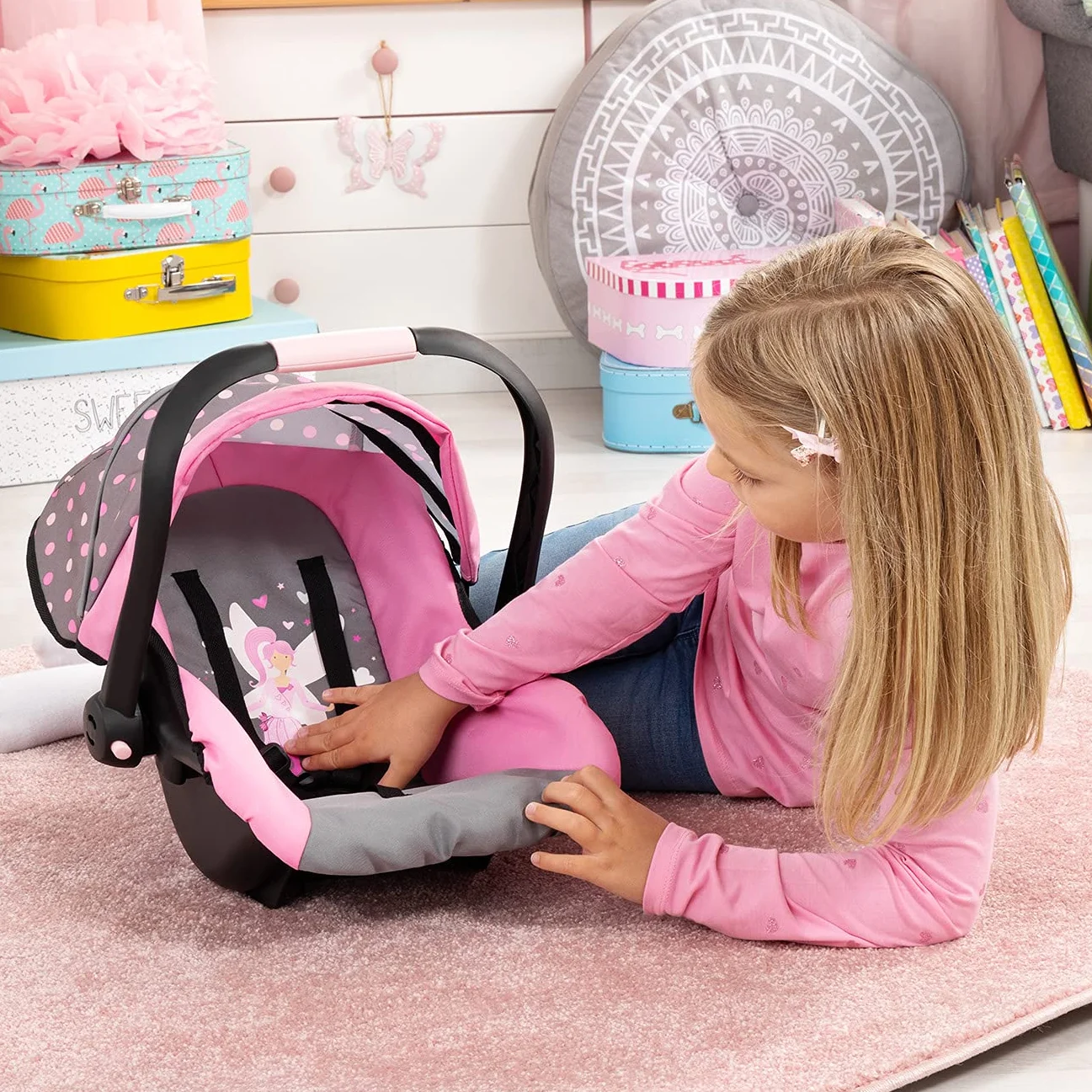 Bayer Design Silla de coche Easy Go Asiento para bebé de Muñecas gris hadas