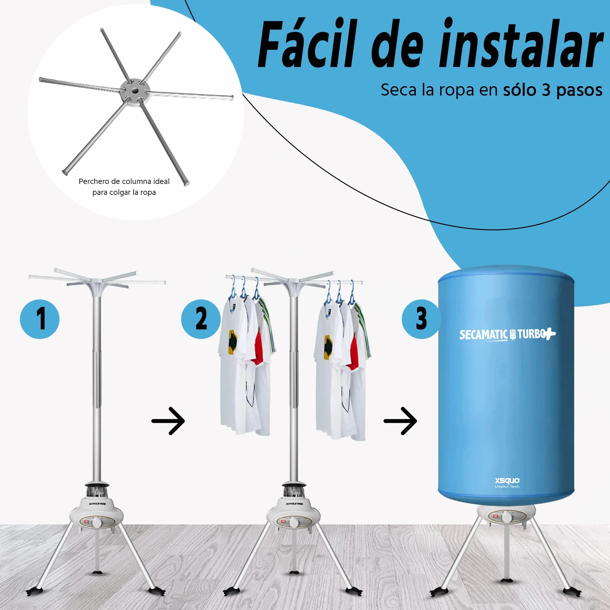 Secamatic Turbo Plus Secadora de ropa portátil 1000W 10 kg aire caliente