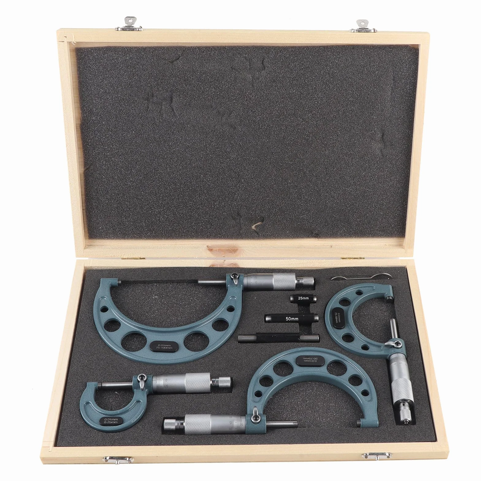 Micrómetro exterior 4 piezas 0‑100 mm Micrómetros exteriores métricos Calibre de espesor Calibradores de medición con estuche