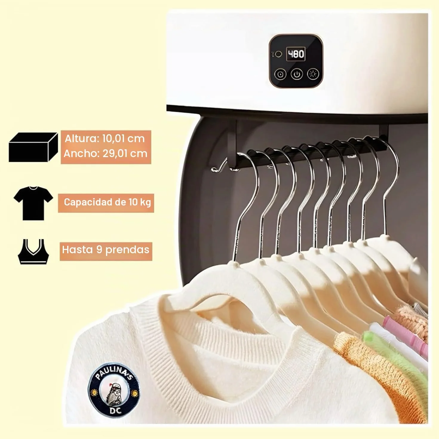 Mini secadora bomba de calor 1-8H mando a distancia esterilización UV para viajes apartamentos hoteles