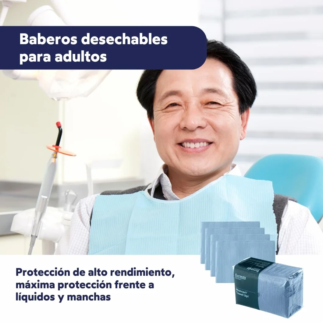 Baberos Desechables para Adultos Impermeable Azul