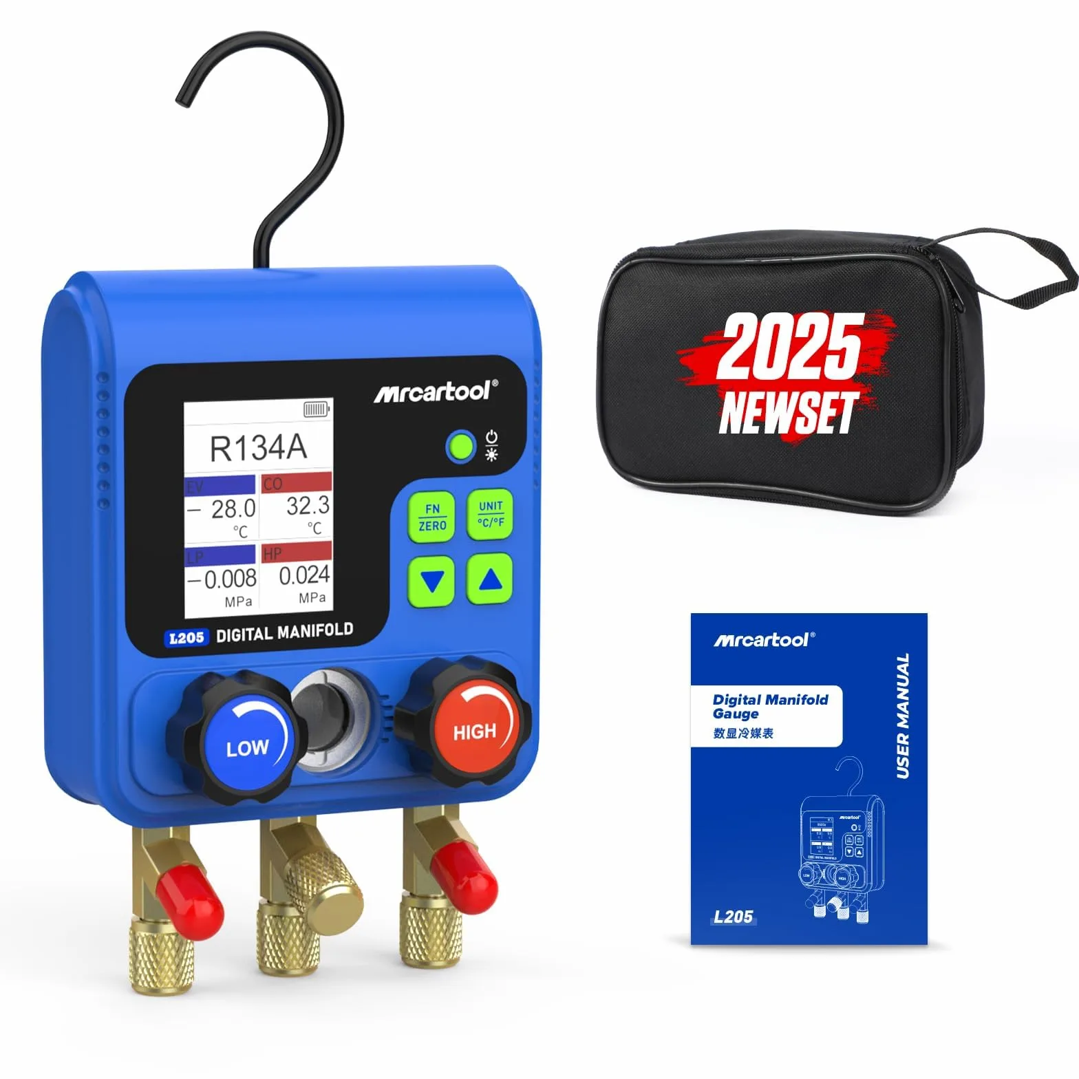 Bomba de vacío digital para sistemas de aire acondicionado y pruebas, manómetro de refrigerante R410a R32 digital, manómetro de refrigerante HVAC 92 refrigerante