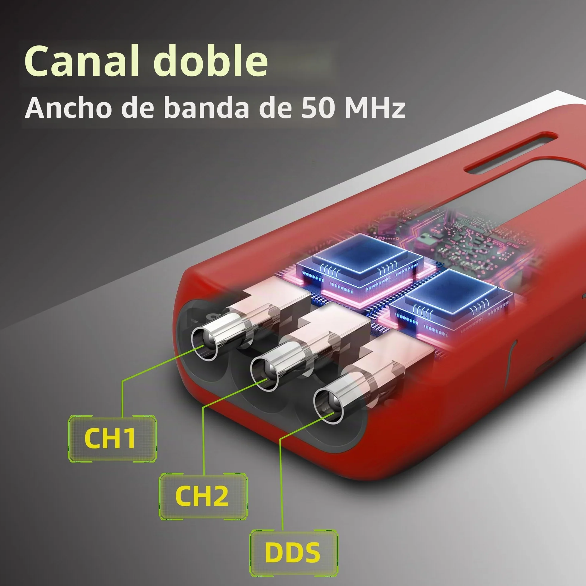 BSIDE O9 Osciloscopio automotriz de mano de 2 canales, 50 MHz, 250 MSa/s, 5000 mAh, multímetro TRMS 20000 cuentas, pantalla de visión completa de 3.9 pulgadas, generador de señal de forma de onda