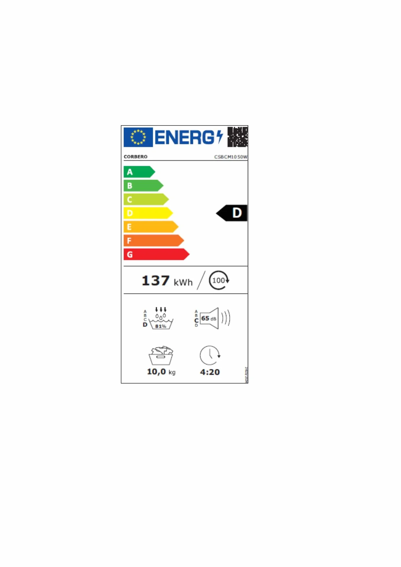 Corberó Secadora Bomba de Calor CSBCH830W 8 Kg 15 Programas Display LED Blanco