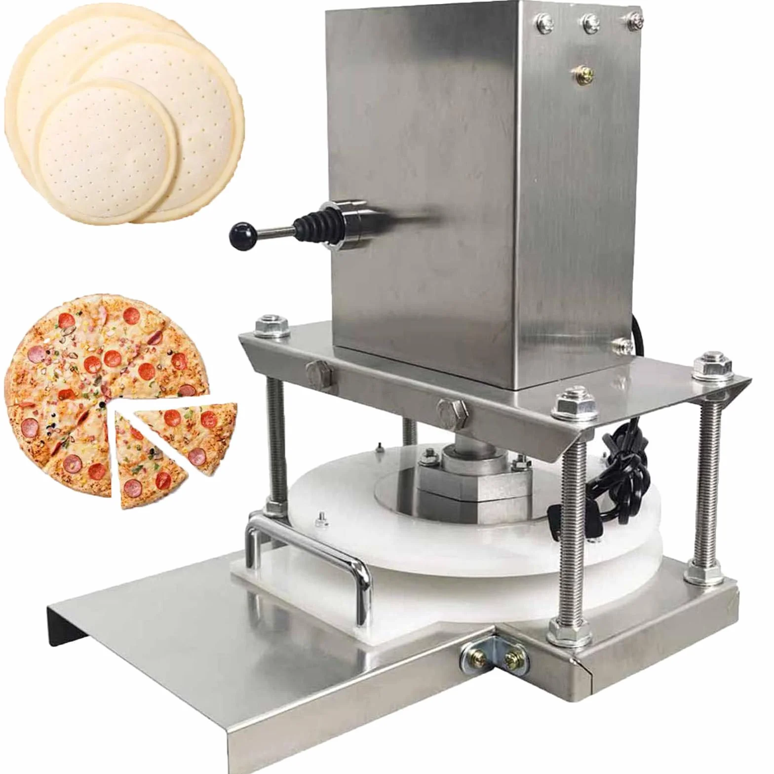 Laminadora para Pizza, Prensa para Pasta de Pizza Comercial diámetro de 8,6pulgadas, Máquina eléctrica para prensar Masa de Pizza, máquina para Pasta de Acero Inoxidable de Banco