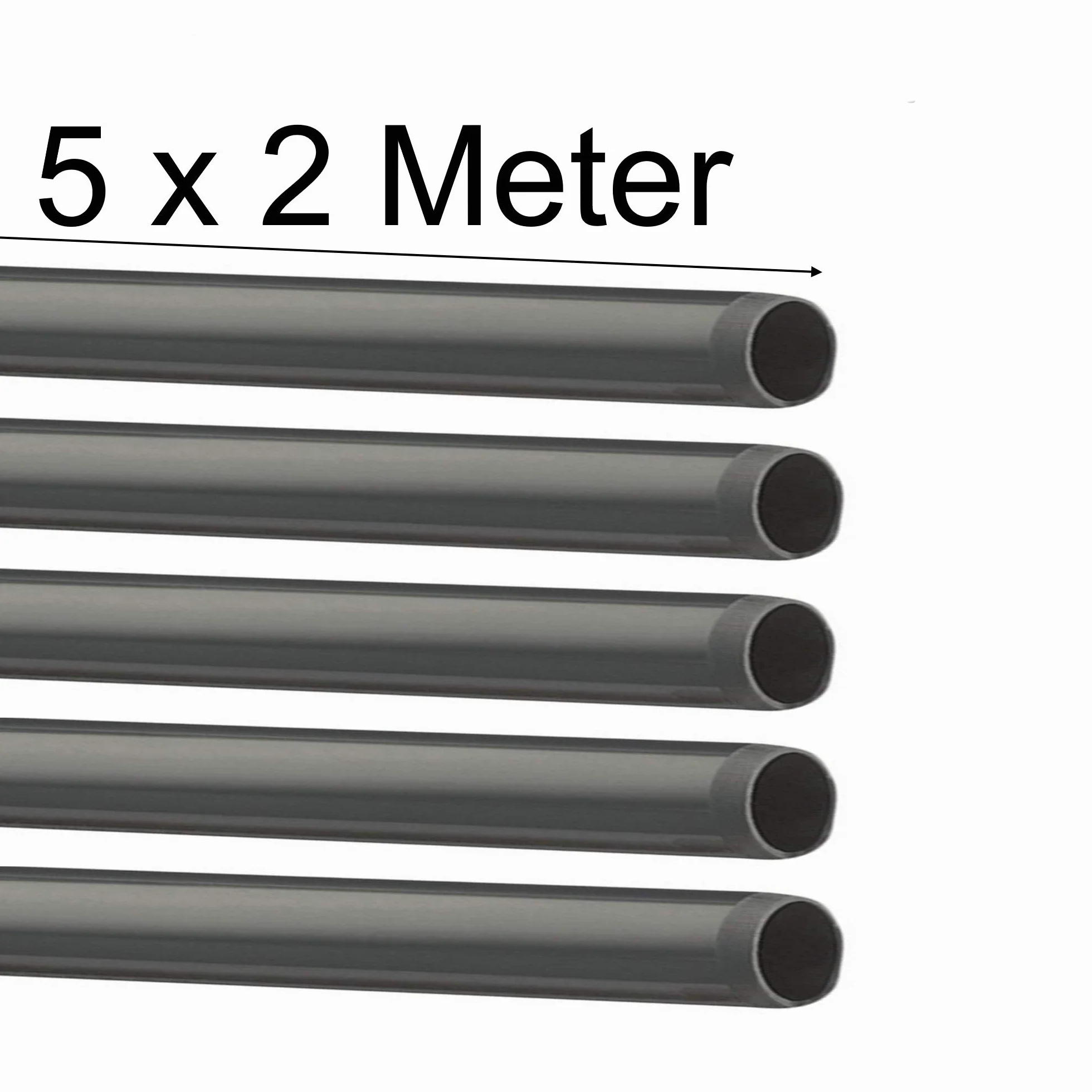EXCOLO - Tubos de PVC (5 unidades de 2 m, 10 m de diámetro, 50 mm de diámetro). Solo tubos sin ángulo, manguitos en T (5 tubos de 2 metros de largo)