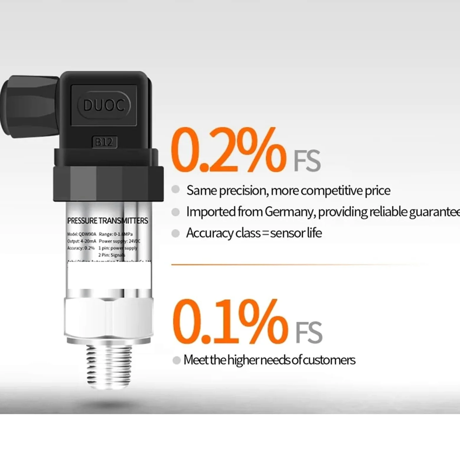 Transmisores de Presión Transmisor de presión 4 a 20 mA, sensor agua(0-4MPa)