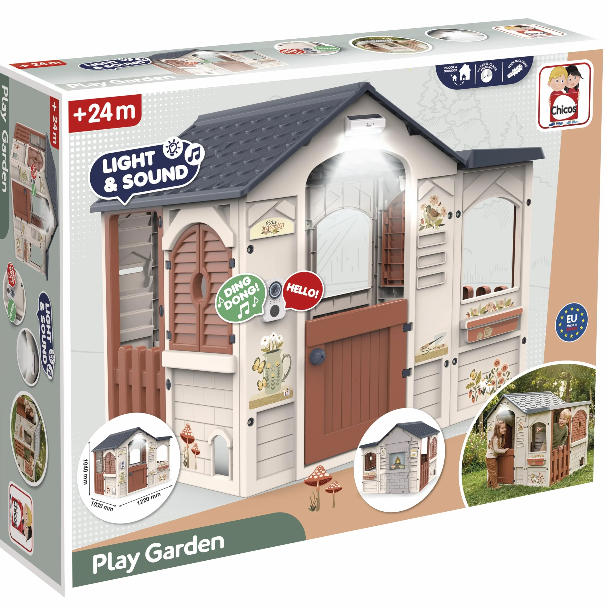 Chicos Casita Infantil Exterior Play Garden Luz y Sonido Montaje Sencillo Rápido 2 años