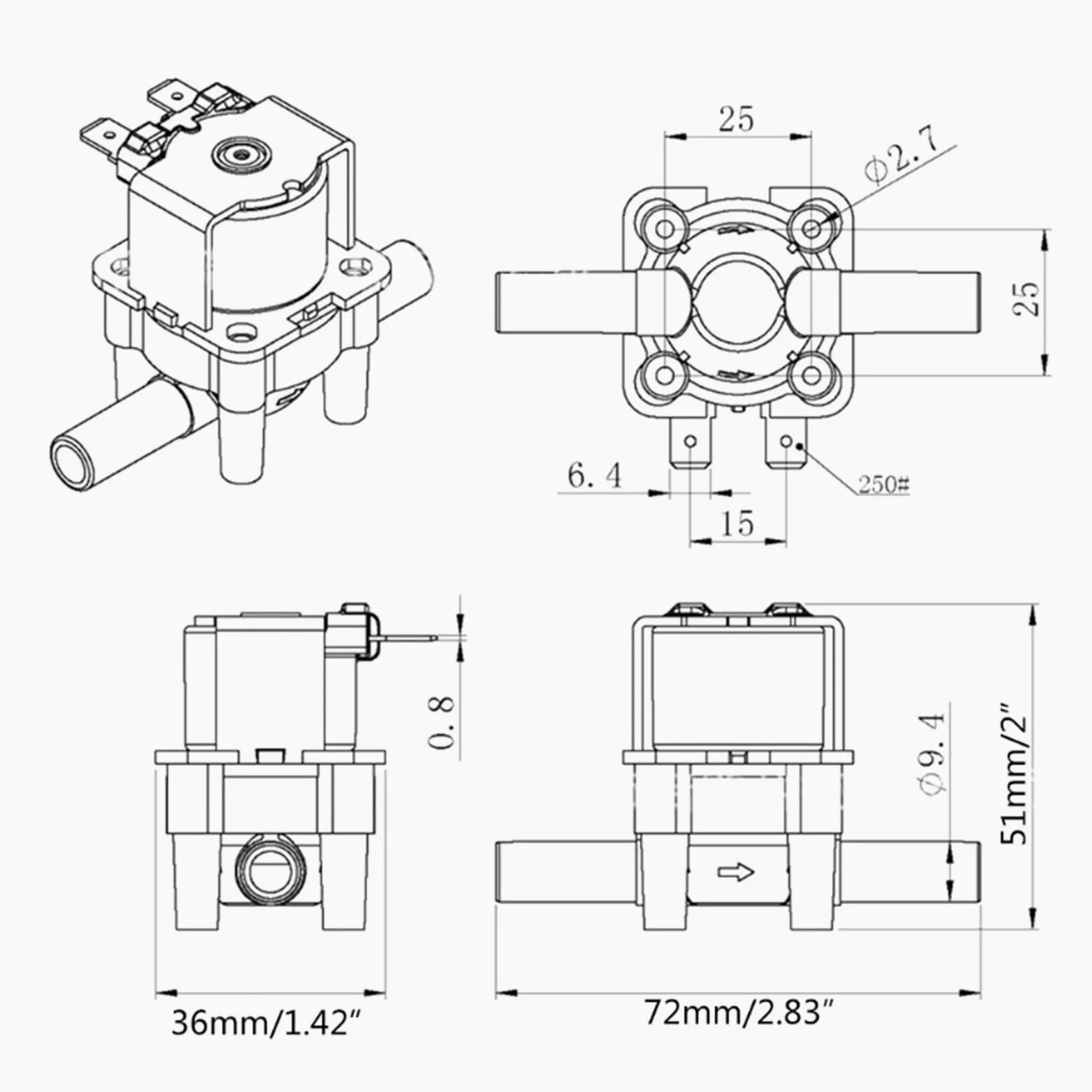 MbeLLO Válvula de Bola, 1 válvula solenoide de Agua, válvula purificadora eléctrica de Agua, conexión rápida, Normalmente Cerrada, CC 12 V, 24 V, 220 VM, 3/8 Pulgadas (tamaño: 12 V) (Size : 24V)