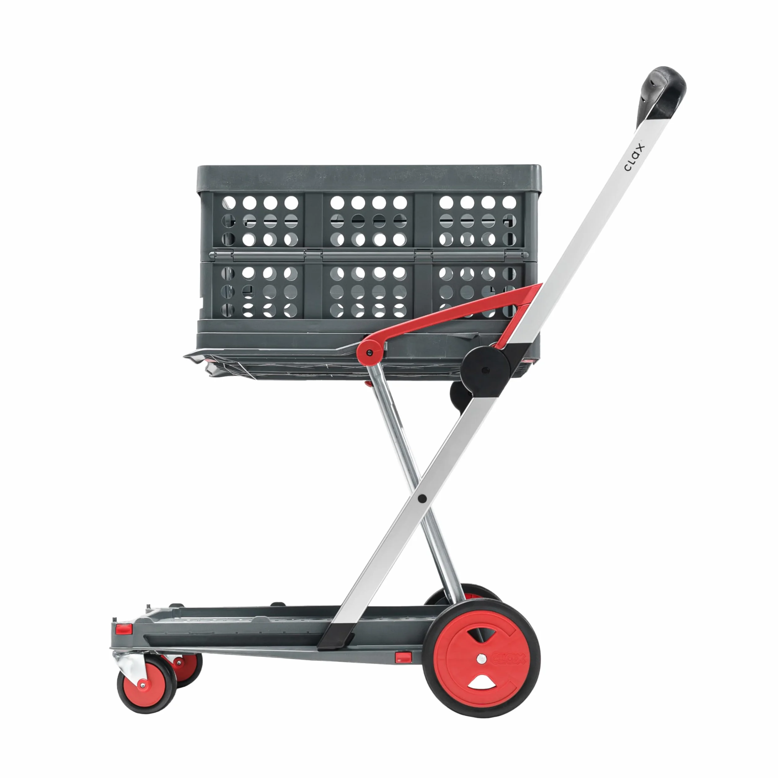 Clax - Carro de Transporte Plegable (edición Roja), Carrito de Plataforma, Carrito de Almacenamiento, Carrito de Compras, con Caja Plegable, Color Rojo