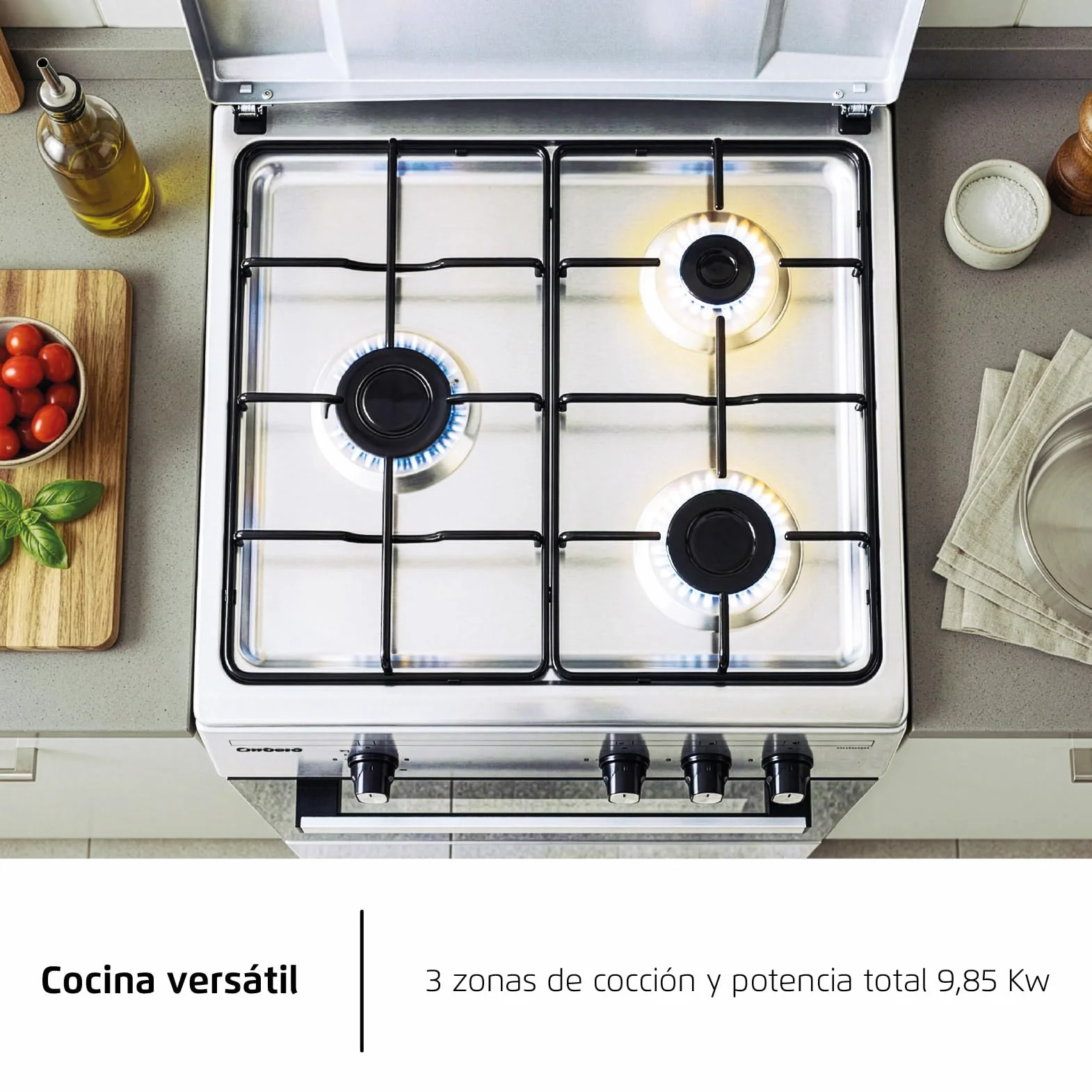 Corberó Cocina Gas Plus CCSF35020BW 3 Fuegos Horno 43 L Doble Puerta Cristal Blanco
