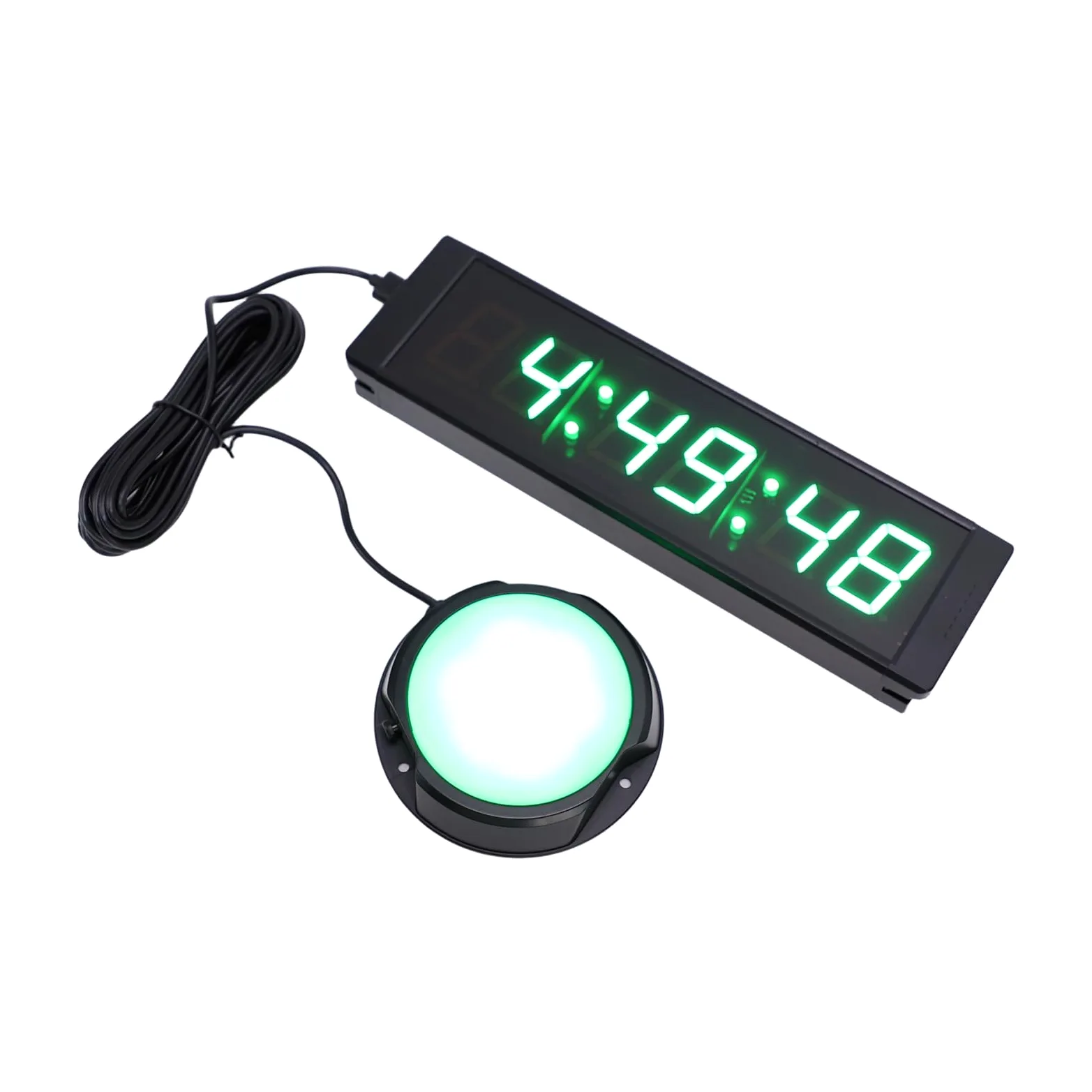Fafeicy Temporizador de Torneo LED Reloj de Cuenta Regresiva Digital de Aleación de Aluminio Pantalla Verde de 6 Dígitos Control Remoto Recargable de 4000 MAh para Gimnasio Reuniones de