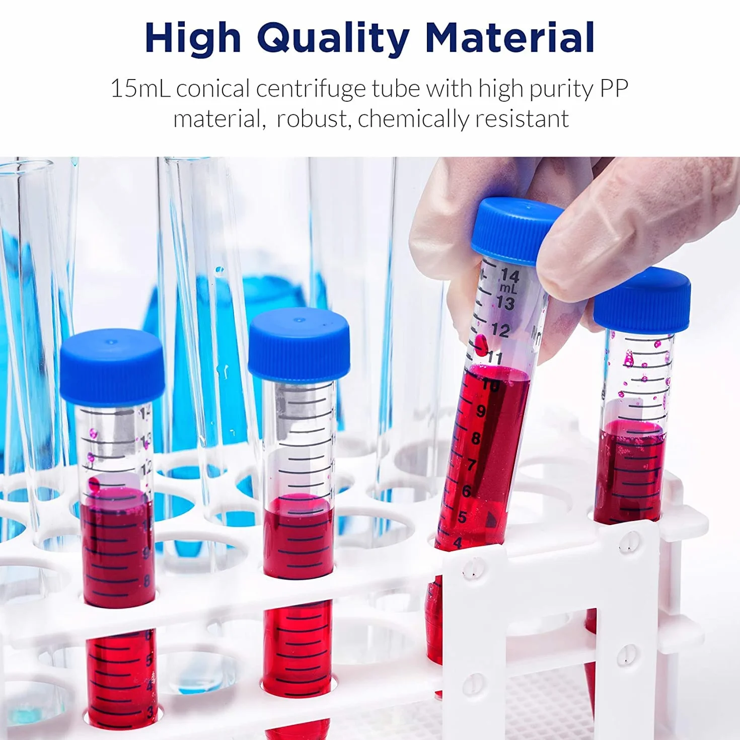 HUAZIZ 20 Piezas 15 ml Tubo de centrifugado de plástico, Tubos de centrífuga cónica para laboratorio