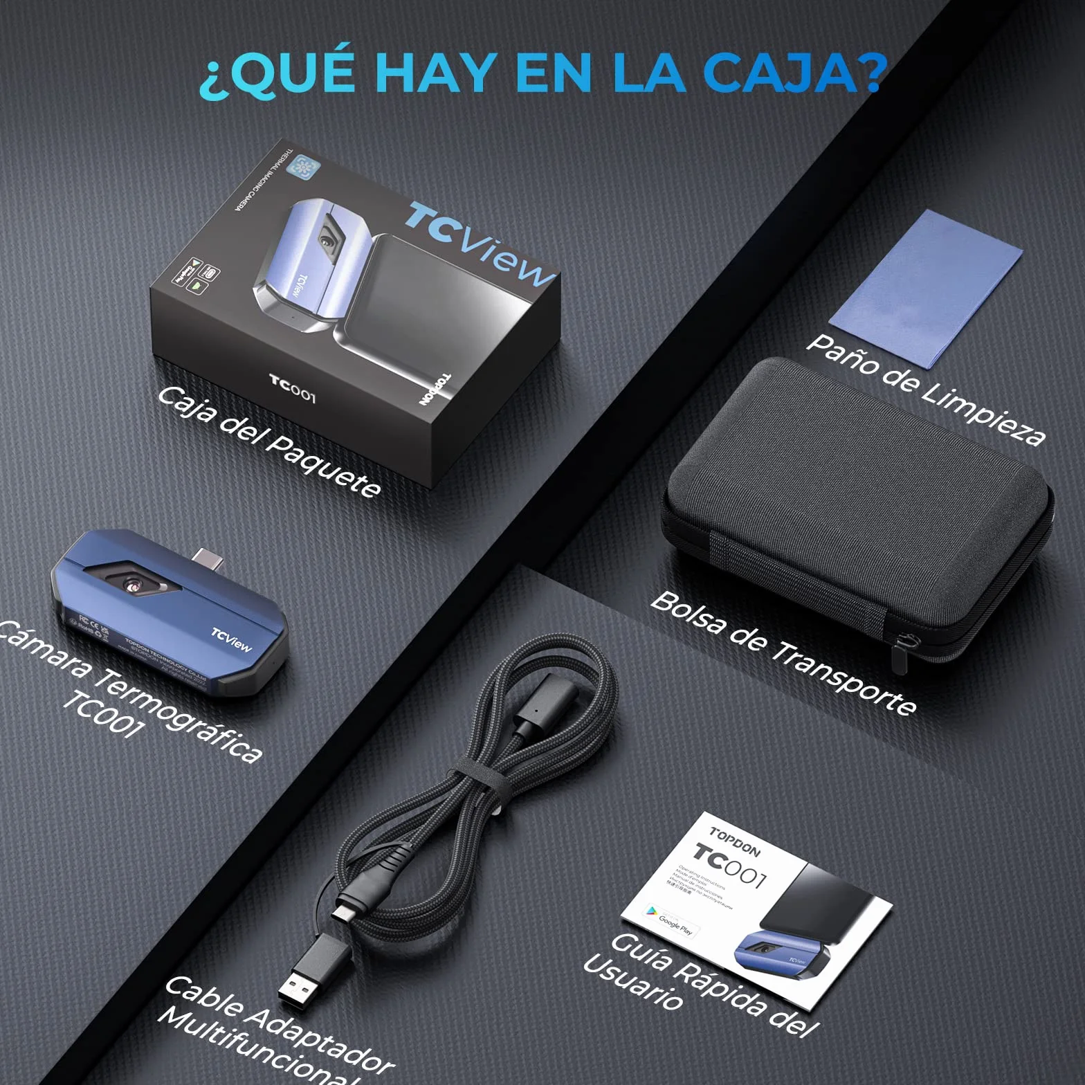 TOPDON TC001 Cámara Térmica Profesional para Android, 512x384 TISR Alta Resolución Cámara Termográfica Infrarroja, Rango de medición de la temperatura -20℃ a 550℃, Precisión 0.1℃ (Azul)