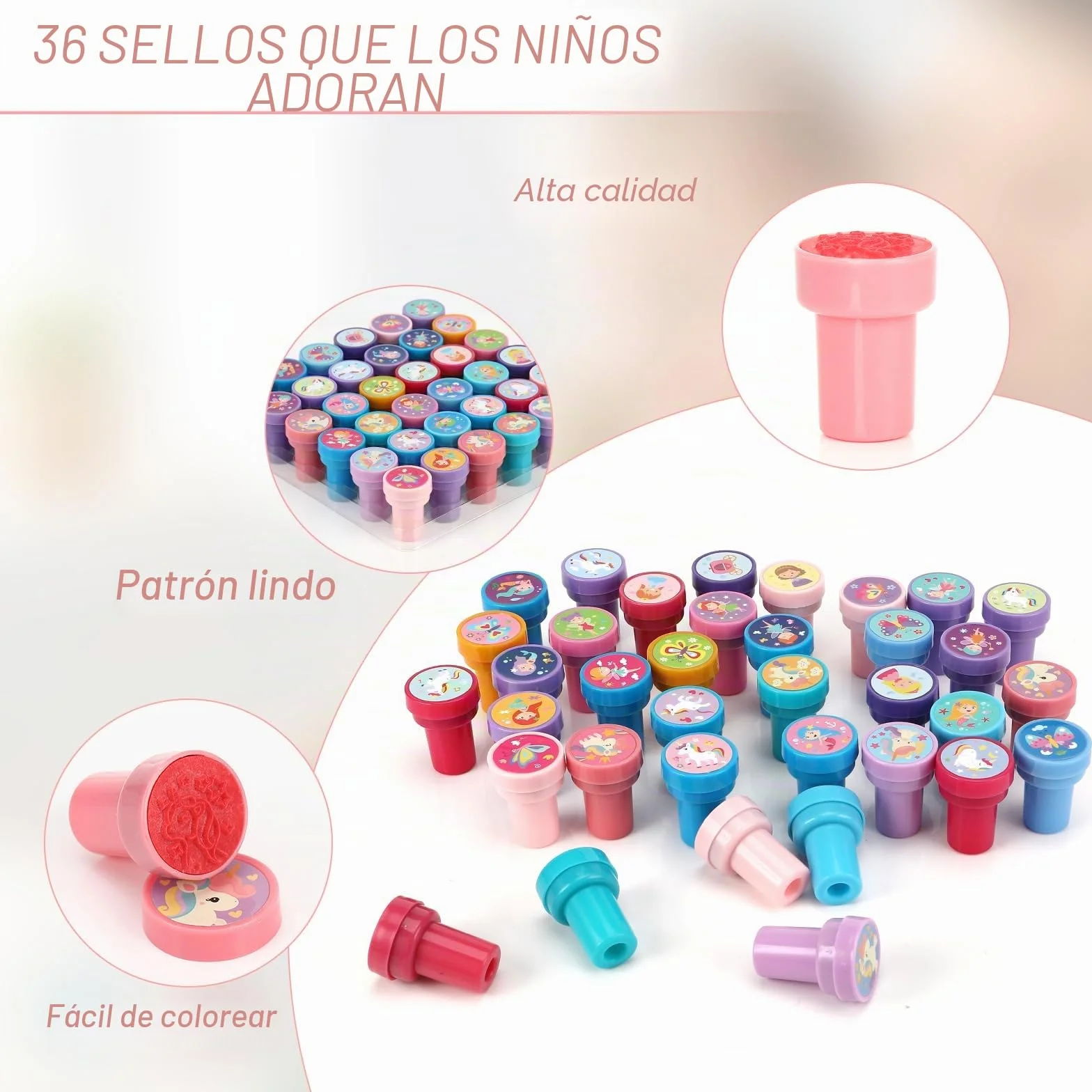 Auauraintt 36 Piezas Sellos Autoentintables para Niños, Juego Multicolor, Premios Escolares, Regalos de Fiestas