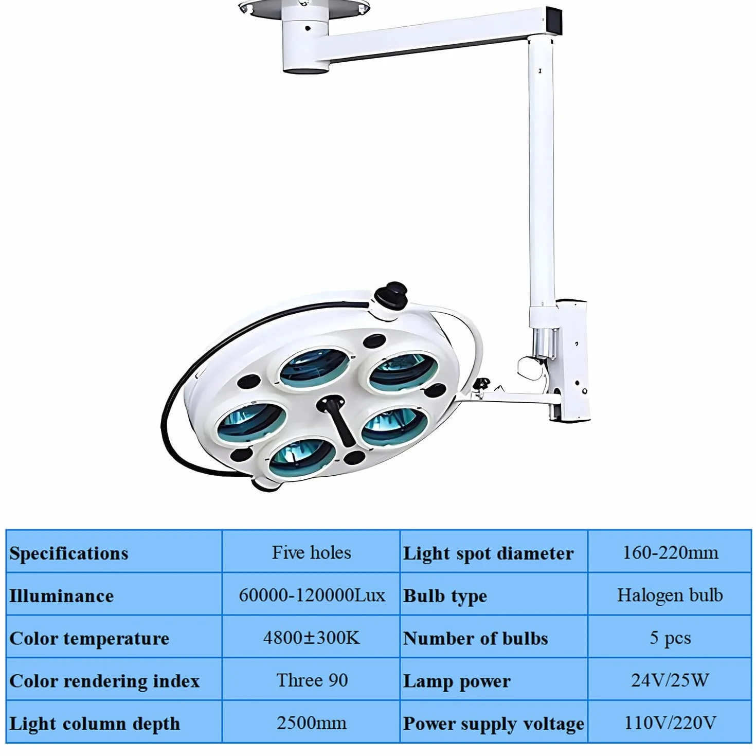 Lámpara LED de techo para exámenes médicos quirúrgicos de 25 W, sin sombras, rotación de 360 ​​grados, temperatura de color ajustable, para cirugía dental, otorrinolaringológica y veterinaria.