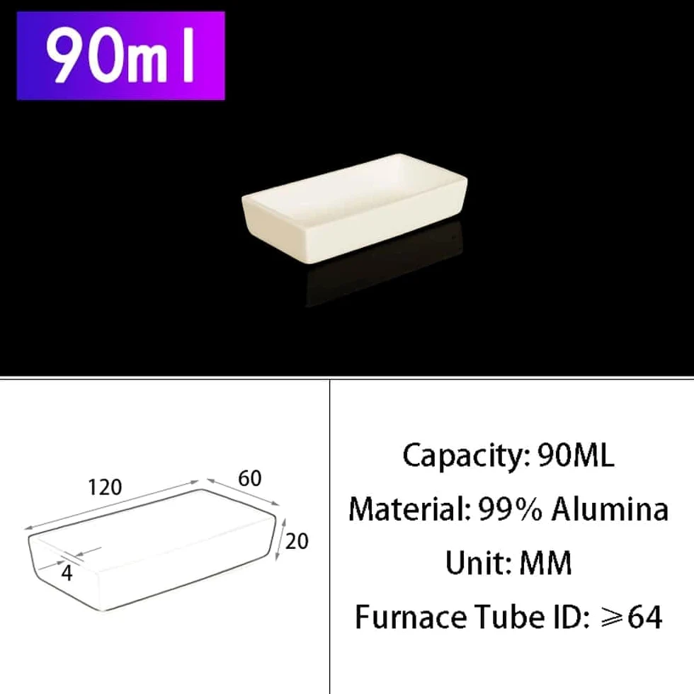 Crisol de alúmina al 99% - Contenedor de corindón cuadrado Al2O3 resistente a altas temperaturas for laboratorio e industria, 1 unidad(120x60x20mm)