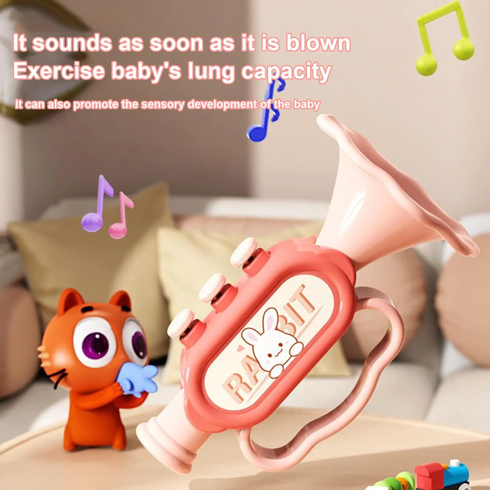 Trompeta Instrumento Musical Educativo 13,8 x 9,6 x 8,5 cm Aprendizaje Bebés Desarrollo Sensorial