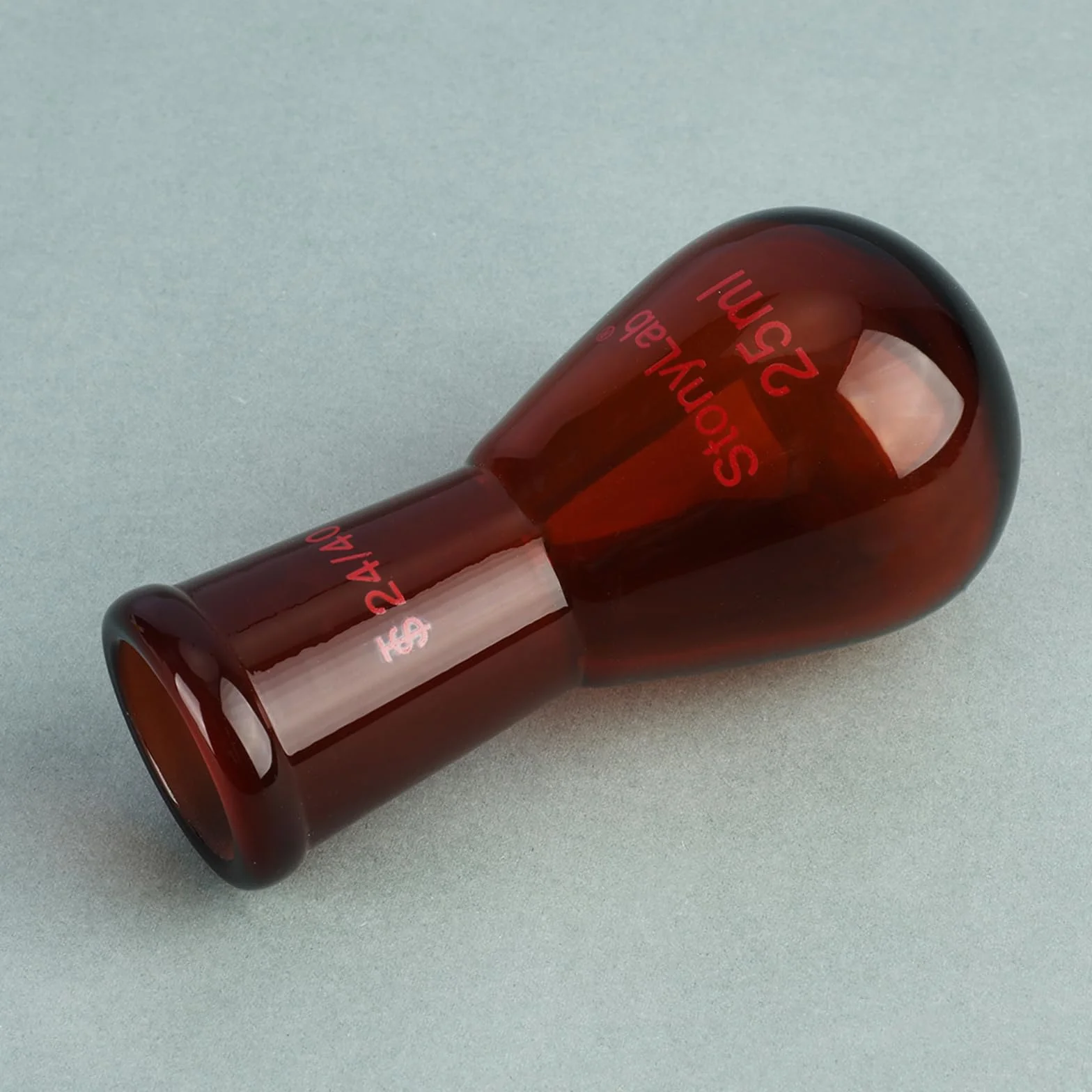 Matraz de Recuperación de Vidrio Borosilicato Ámbar 25 ml, Cuello Único 24/40, Pared Gruesa