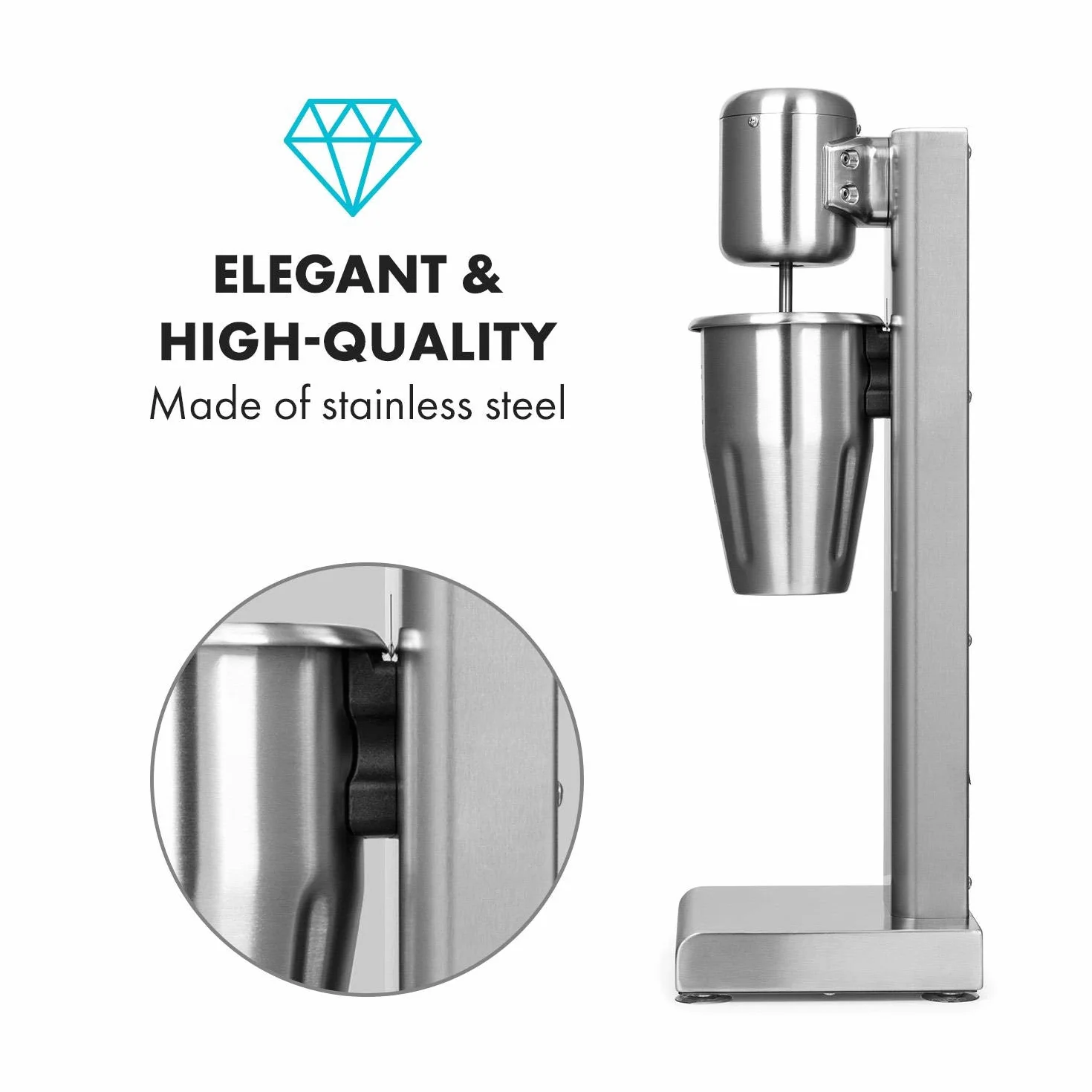 Klarstein Kraftpacket Pro Mezclador de bebidas - 80 W, 1 L, 2 niveles, 20000 rpm, Vaso mezclador de acero inoxidable, Mezclador de bebidas, Cóctel, Mezclador para bar, Gastro, Profesional, Plateado