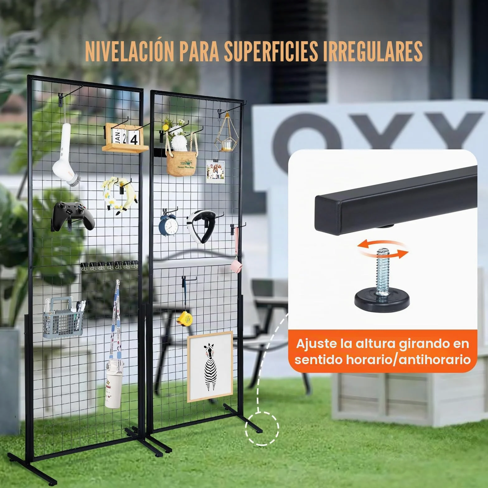 VEVOR Torre de Panel de Rejilla de Alambre 2 Unidades Panel de Exhibición de Malla Independiente 617x1716 mm Carga de 27 kg Accesorios Completos Instalación Fácil para Presentación de Nota Fotográfica