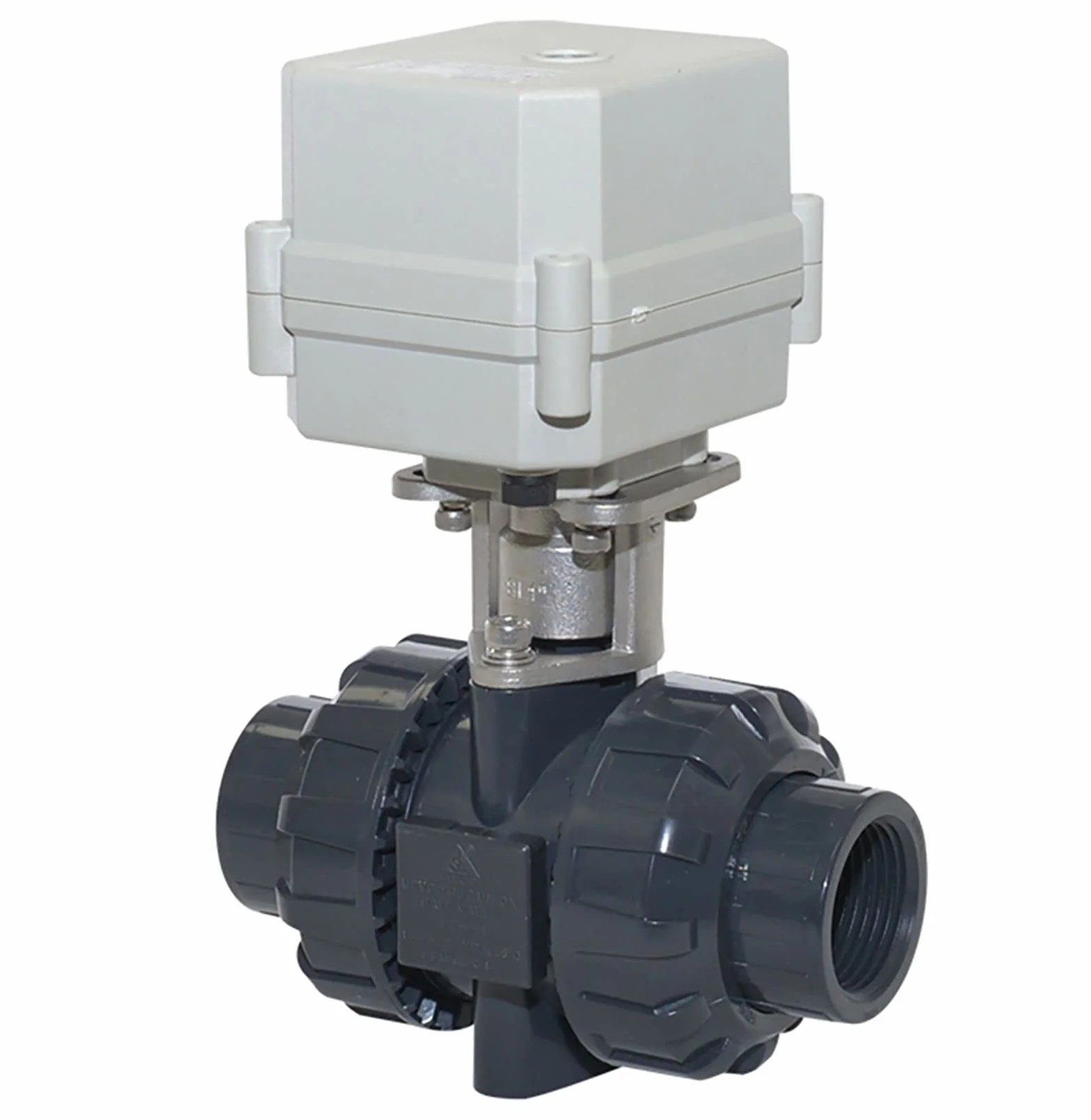 9-24V AC/DC válvula de bola motorizada, DN40 1 1/2" PVC 2 cables retorno automático NC válvula de bola eléctrica