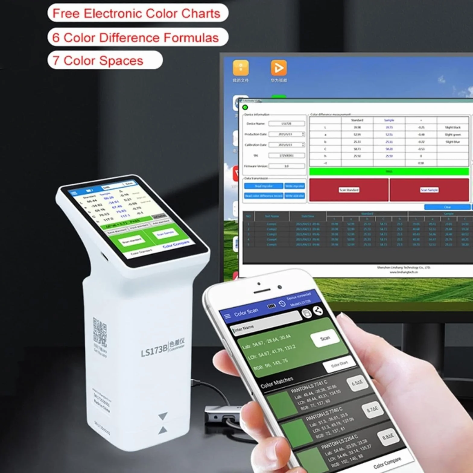 Espectrofotómetro de mano Colorímetro portátil con pantalla táctil 3.5 pulgadas apertura 8/20 mm