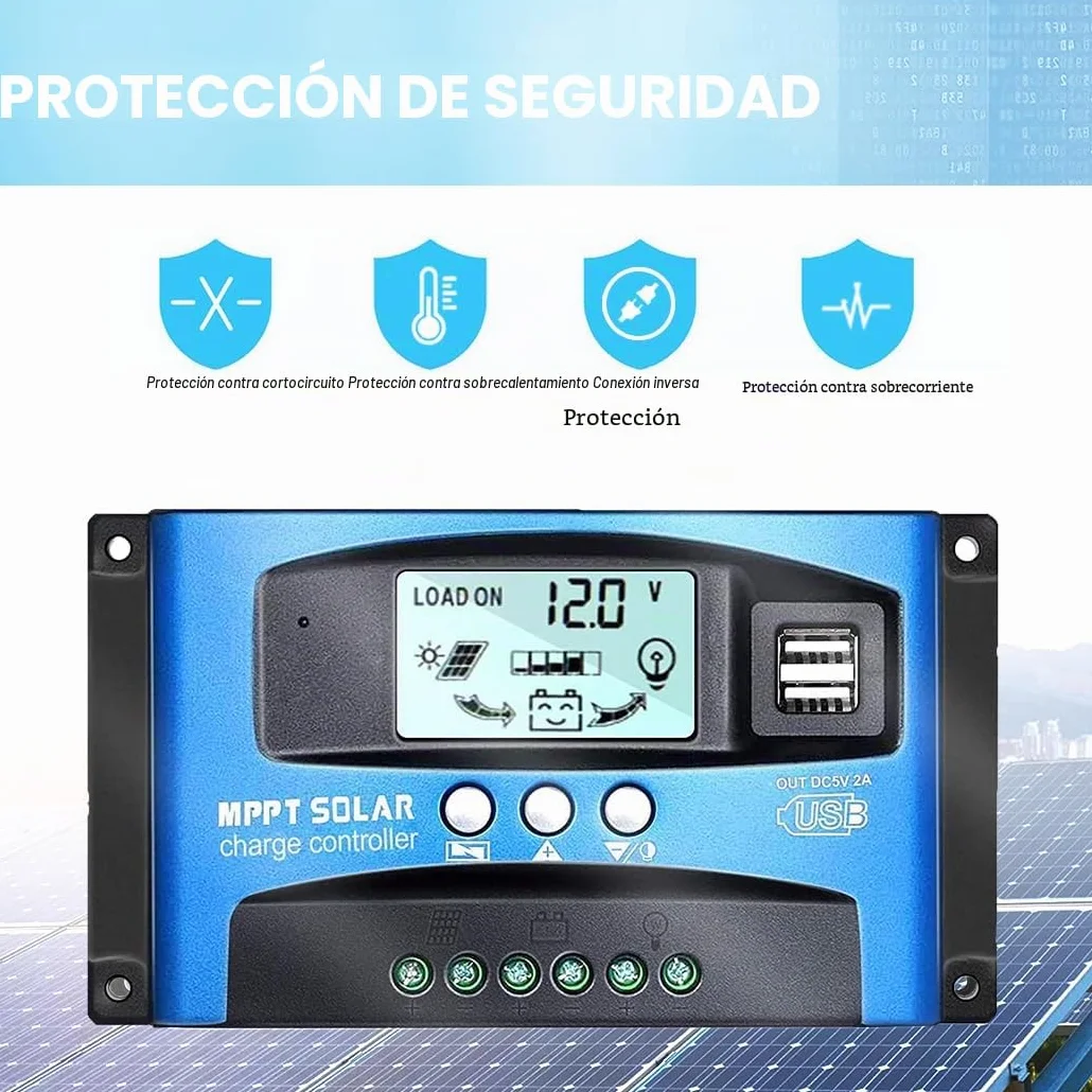 Y&H 100A MPPT Solar Charge Controller 12V 24V LCD Dual USB Regulador Inteligente