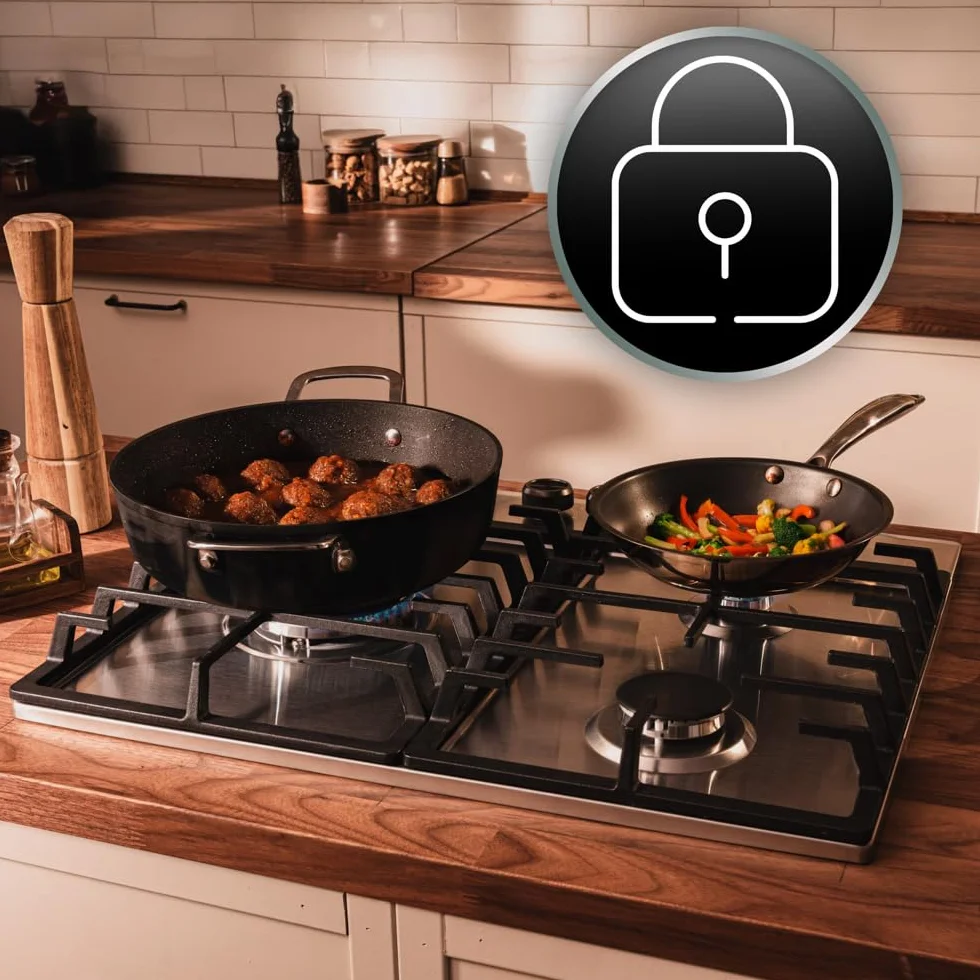 Cecotec Placa de Gas 3 Fuegos Bolero Squad GN 3200F Inox 6,25 kW Acero Inoxidable Quemador Wok Triple Corona Encendido Automático