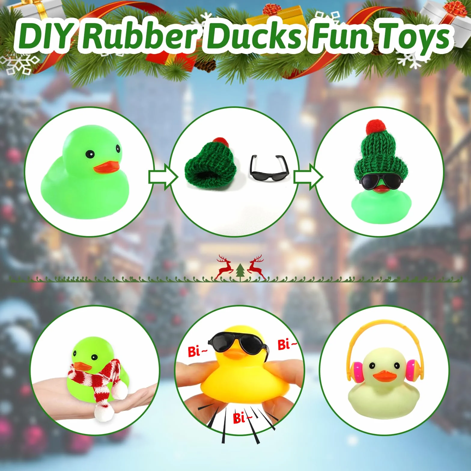 Calendario de Adviento Patos Navideños con Patitos de Goma Juguetes de Baño para Niños