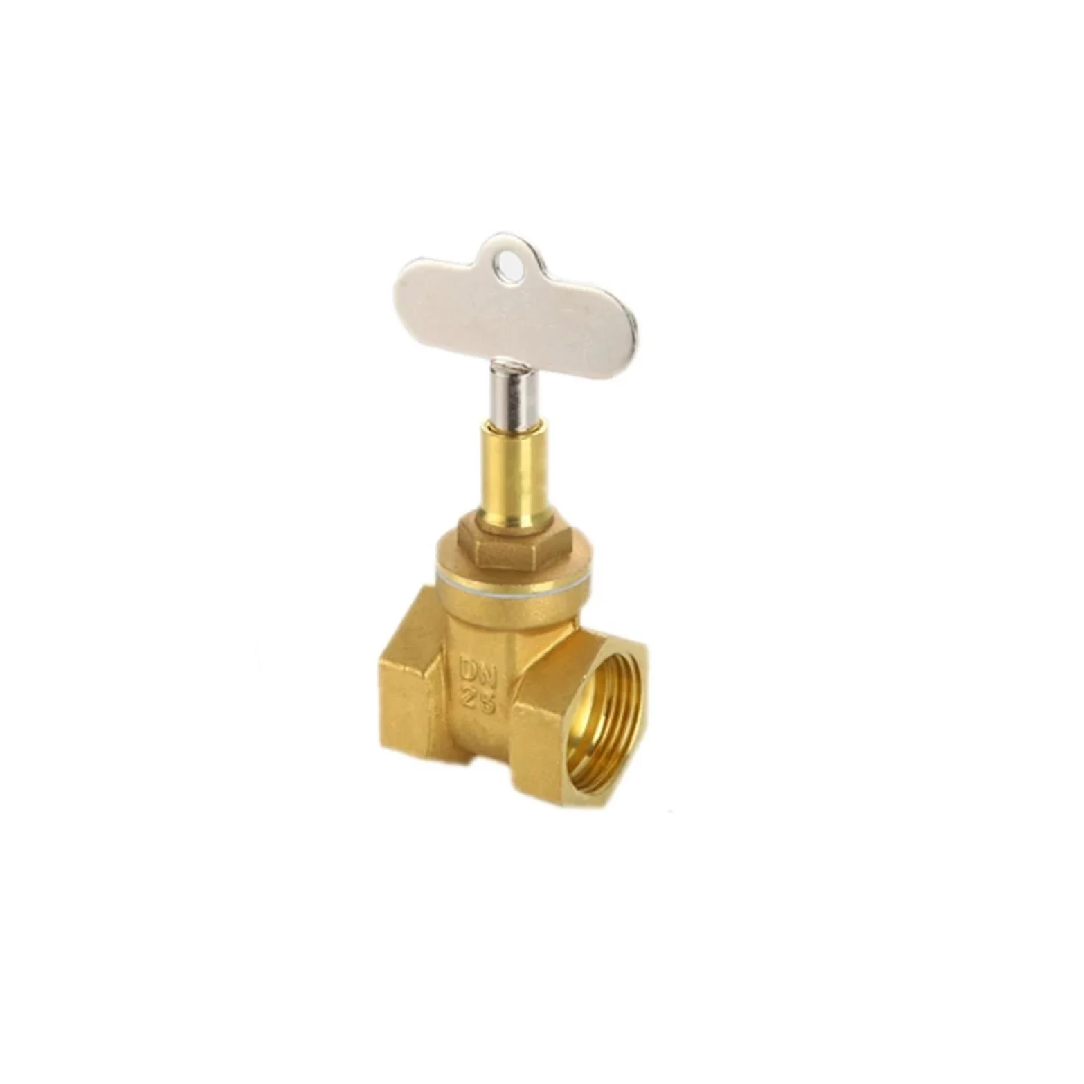 Válvula De Esfera Válvula de compuerta latón DN15 DN20 DN25 con cerradura dentro la llave triangular for tubería agua, medidor, válvula bloqueo antirrobo frontal(1-1/2")