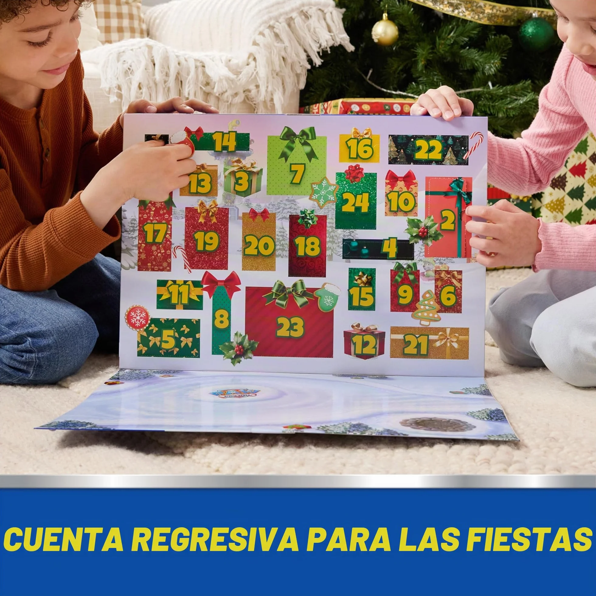 PAW PATROL Calendario de Adviento 2025 con 24 sorpresas de juguete, 7 vehículos y 11 figuras