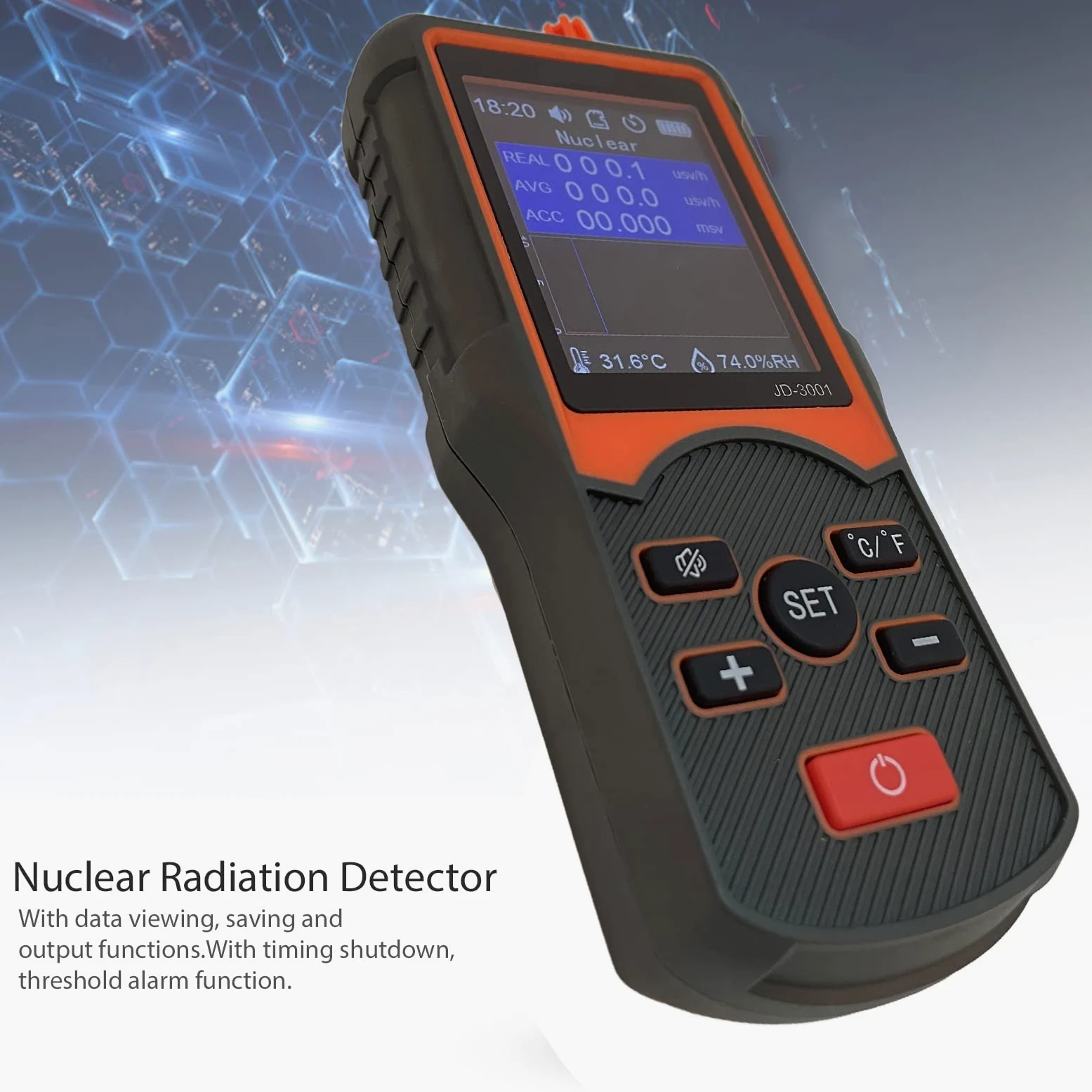 Detector de Radiación Nuclear Contador Geiger con Carcasa de ABS y Batería de 2000 MAh Dosímetro Digital con Medidor EMF Respuesta 3 S para Monitoreo de Construcción Médica Industrial
