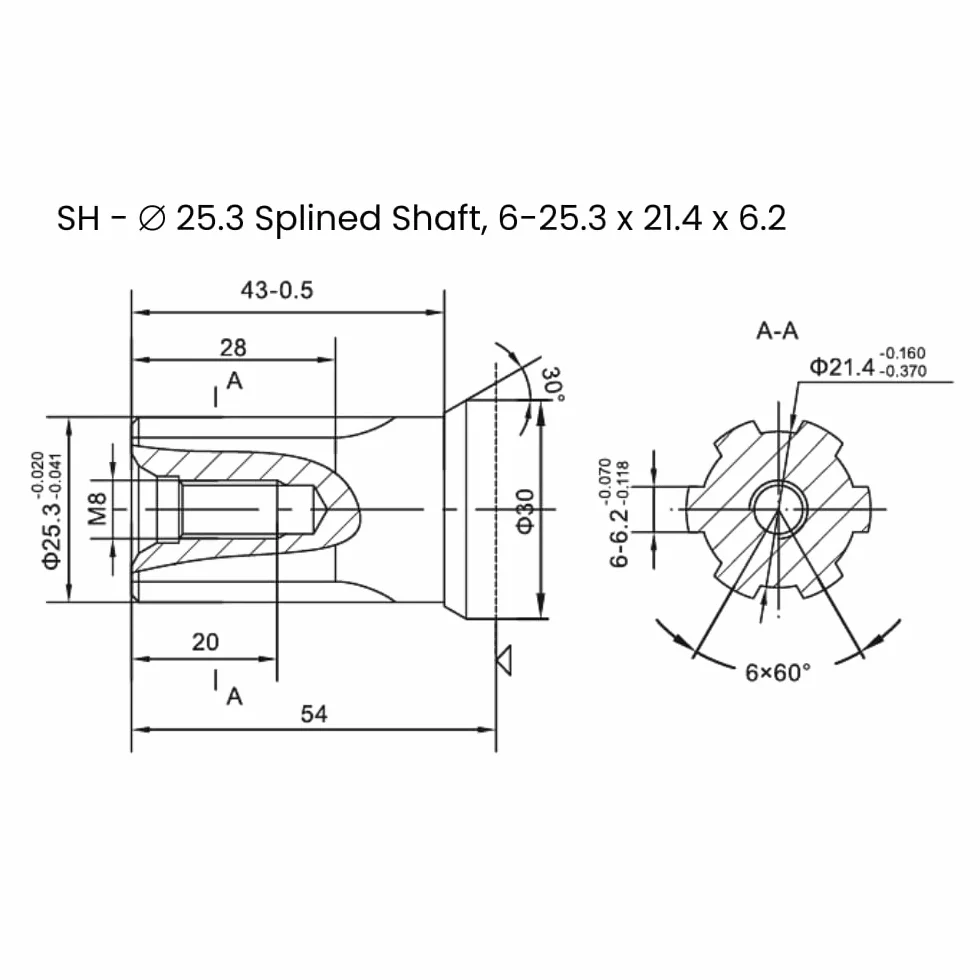Motor hidráulico 100,8 cc/rev, eje estriado SAE6B c/w sello de alta presión