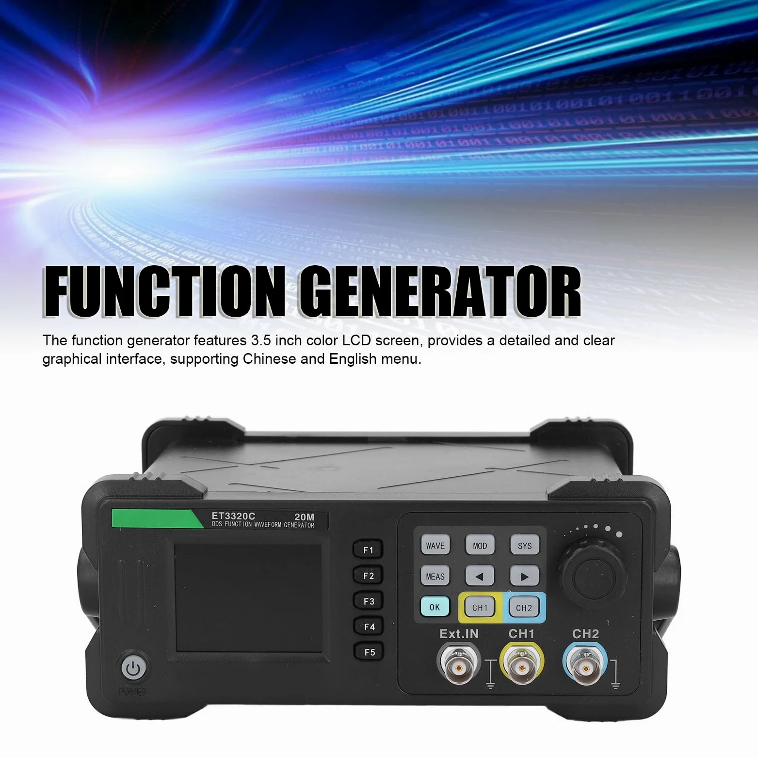 Kit Generador de Funciones LCD de 2 Canales para Experimentos de Investigación de Laboratorio (EU enchufe 110-240V)