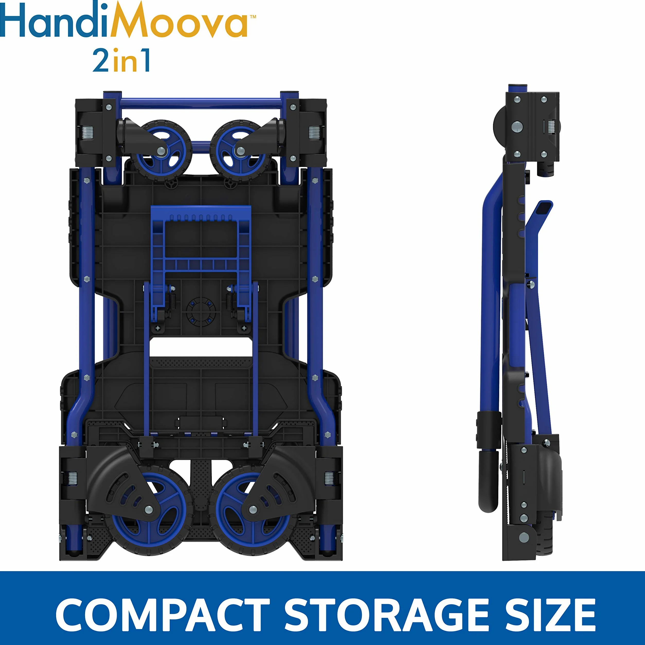 HandiMoova - Carro para Carga de 135 kg y Diablo 2 en 1 para Carga de 70 kg con Plataforma Plegable, transformable en cuestión de Segundos