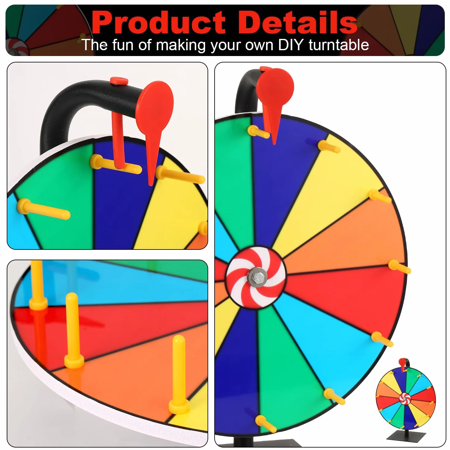 15 Piezas Rueda Giratoria con Puntero, Kit de Accesorios Reutilizables para Ferias, Carnaval, Fiestas