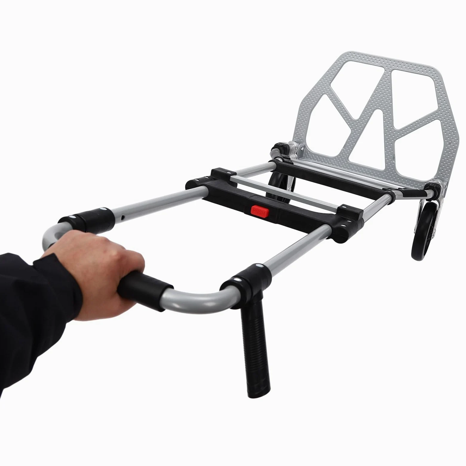Carretilla plegable de aluminio para cargas pesadas con cuerda, capacidad de carga de 120 kg, gran superficie de carga, carro de equipaje para paquetes, equipaje y compras