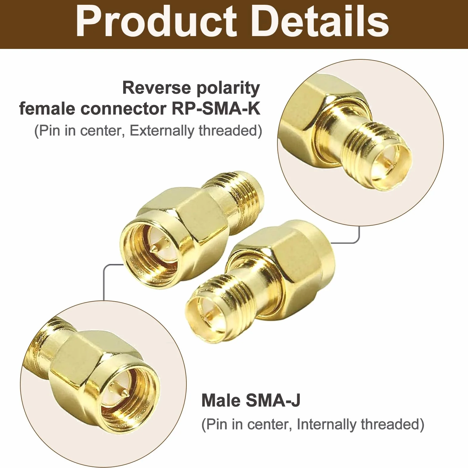 4 Piezas Adaptador Coaxial SMA RF Conector Antena TV SMA Macho a RP-SMA Hembra SMA Hembra a RP-SMA Macho para Wi-Fi FPV