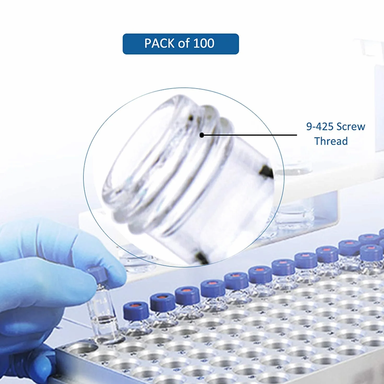 ALWSCI Frascos Viales de Vidrio 2ml HPLC 9-425 Autosampler Laboratorio 100 Piezas