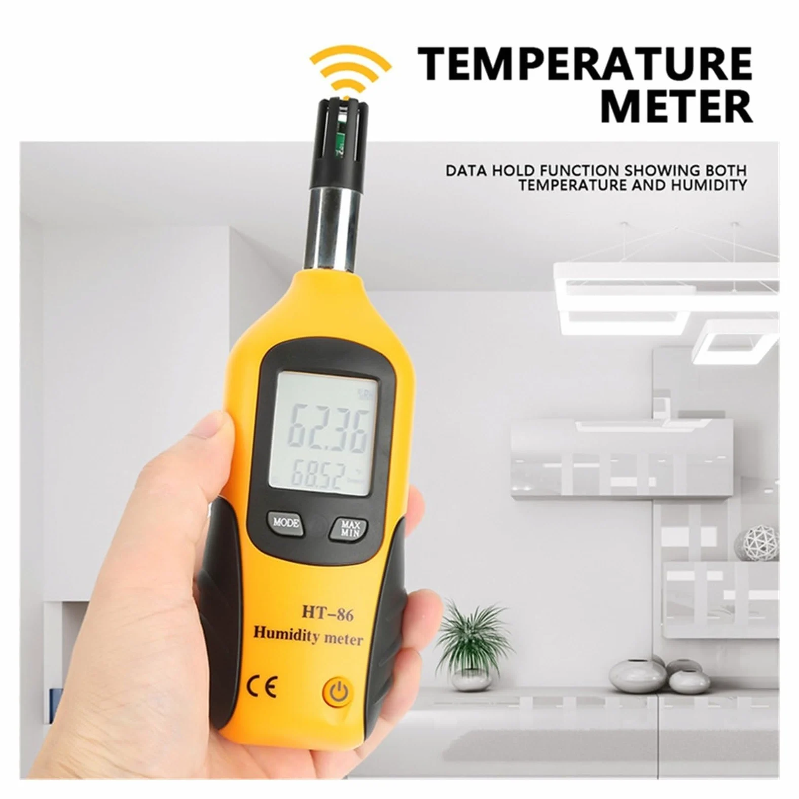 Termómetro higrómetro digital portátil - HT-86 con pantalla LCD, retroiluminación y medición del punto de rocío for uso profesional