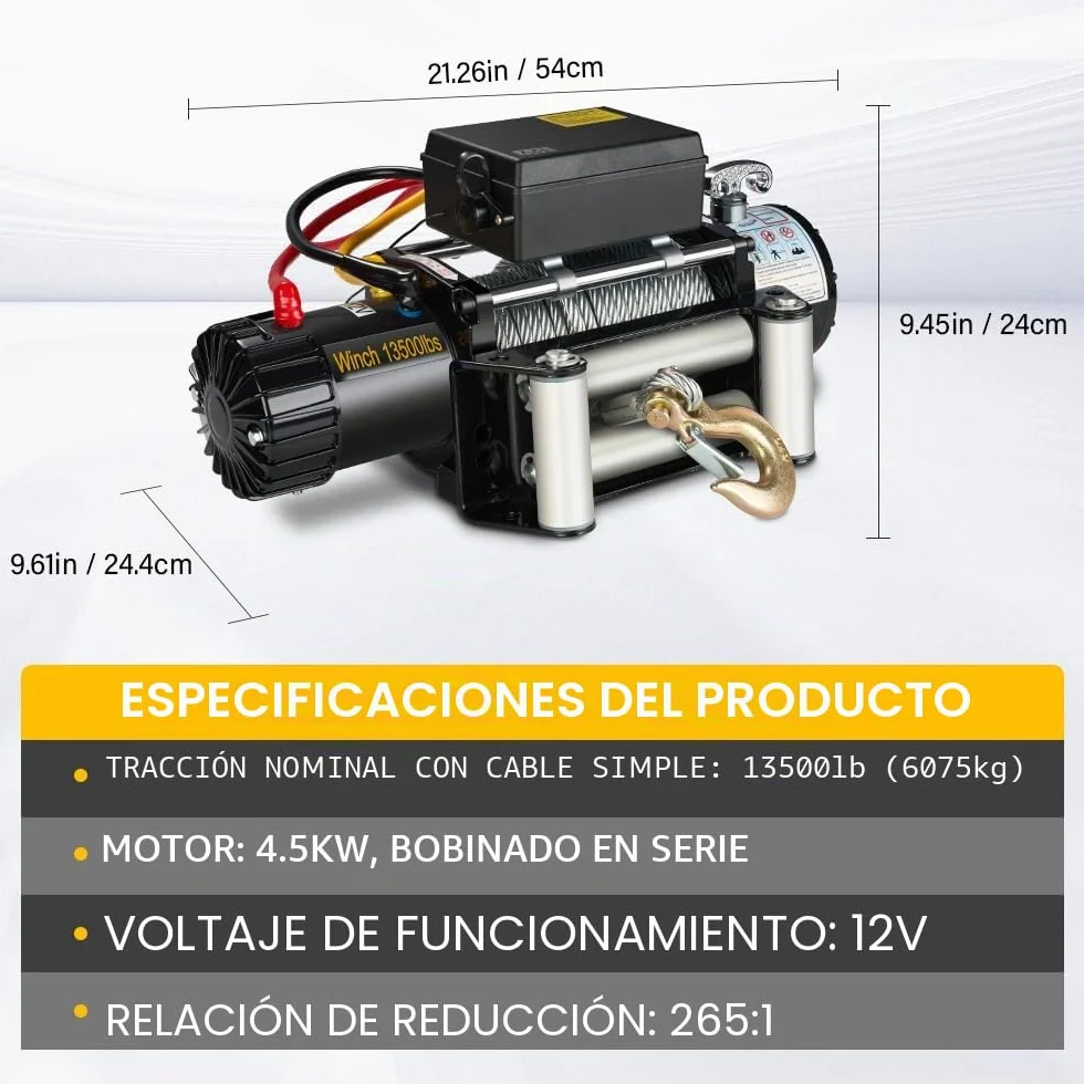STANEW Cabestrante Eléctrico 13500lbs/6075kg 12V, 24mx9.3mm Cabrestante de Cable de Acero, Cabrestante Eléctrico con Mando a Distancia Inalámbrico, para Barcos y Vehículos Ligeros Bicicleta, ATV