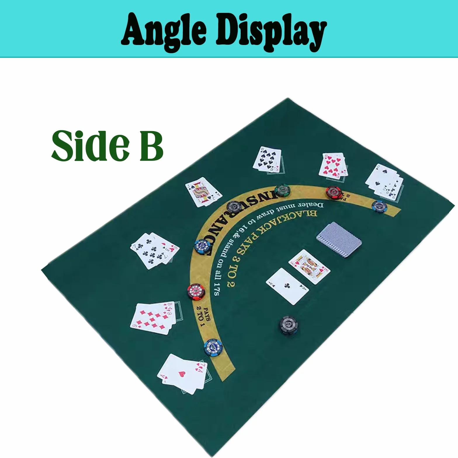 Alfombrilla de póquer 60x90 cm doble cara fieltro juego de mesa