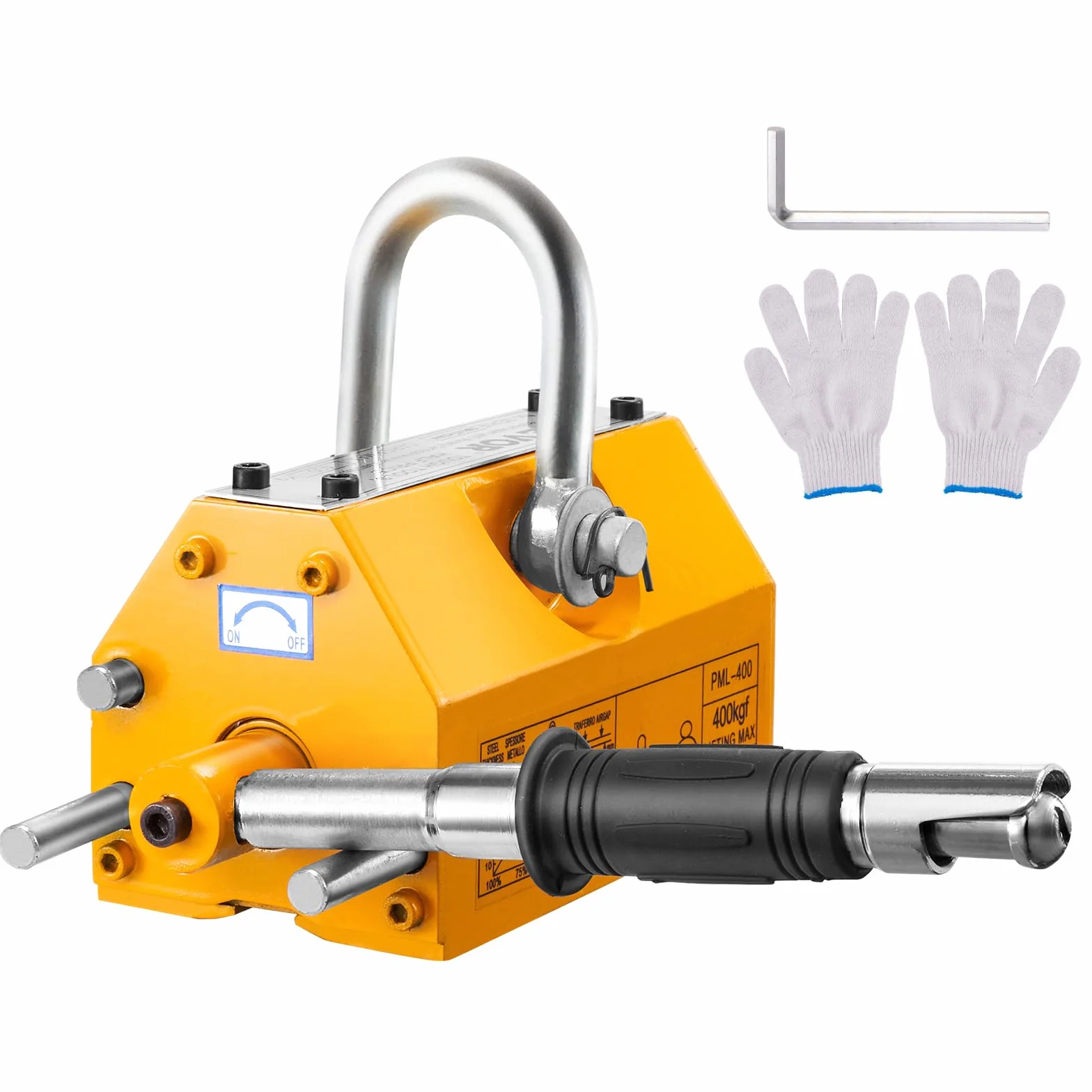 VEVOR Permanente Magnetic Lifting with Release, 880 lbs/400 kg Heavy Duty Magnet, factor de seguridad 2,5, Neodymium & Steel for Hoist, Shop Crane, Block, Junta Levantamiento Plate Steel