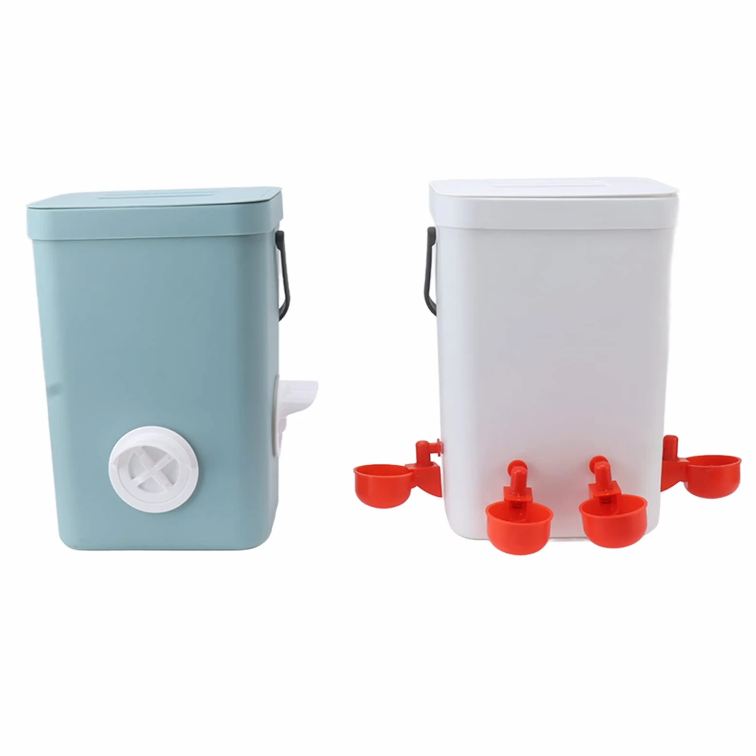 JEOZBM Juego de Comedero y Bebedero para Pollos, Bebedero Automático para Tazas de Pollo, Comederos para Aves de Corral, Dispensador de Agua para Pollo, Pato y Pavo