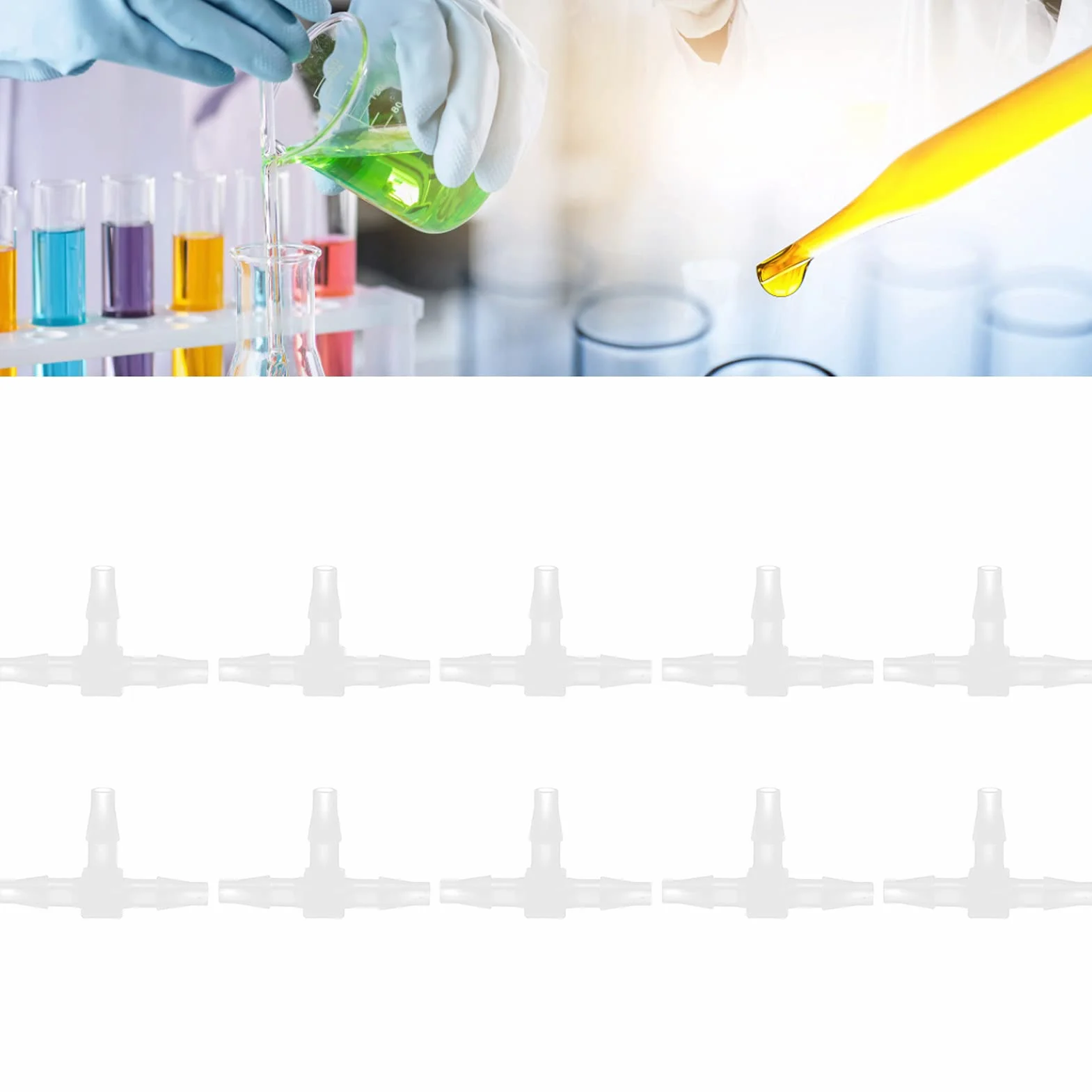 Accesorio de plástico de 3 vías en T Material PP para alimentos bebidas farmacéuticos