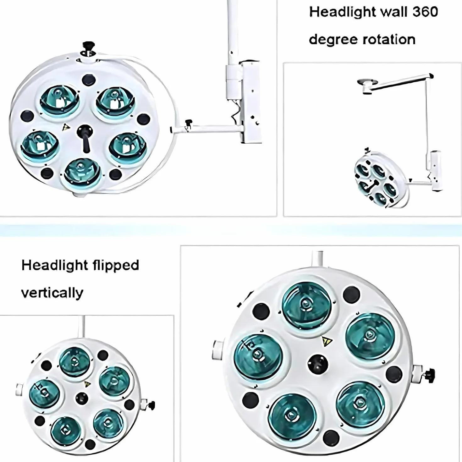 Lámpara Techo para Exámenes Médicos 5 Orificios Sin Sombras, con Atenuación Continua, para Quirófano, Lámpara Médica Giratoria De 360 ​​Grados para Sillón Dental