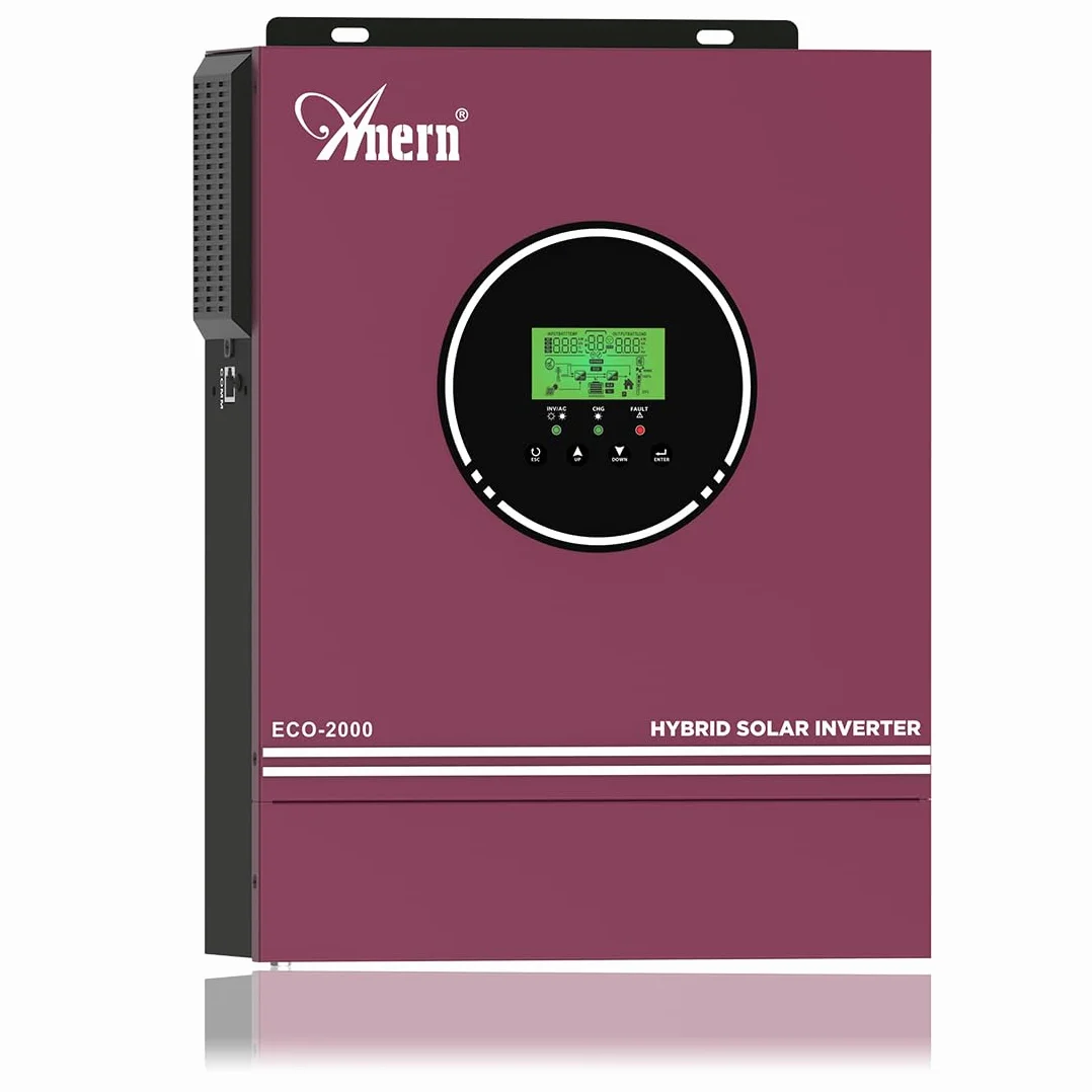 Anern 2KW Inversor Solar Híbrido 12V DC a 230V AC Inversor híbrido Fuera de la Red Com 80A MPPT Controlador Solar Entrada PV Máx.400V Funciona con Baterías de Plomo y Litio